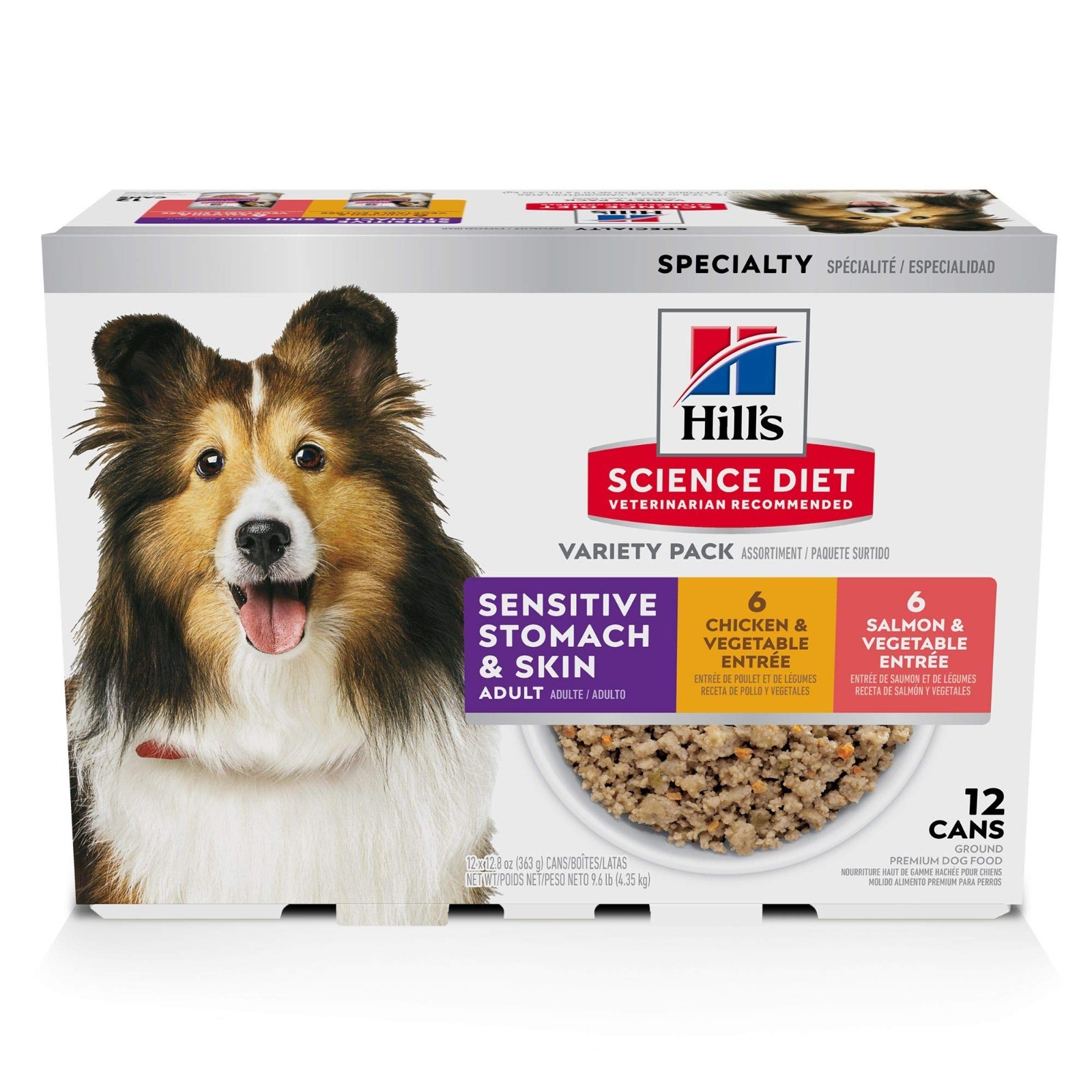 Hill’s Science Diet Adult Sensitive Stomach & Skin Wet Dog Food, 12.8oz, 12-Pack