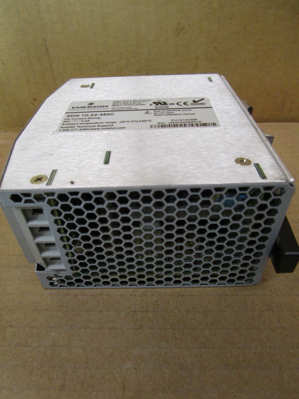Emerson SDN 10-24-480C SOLA Power Supply OK Contact Rating 50V/0.2A 51981HM