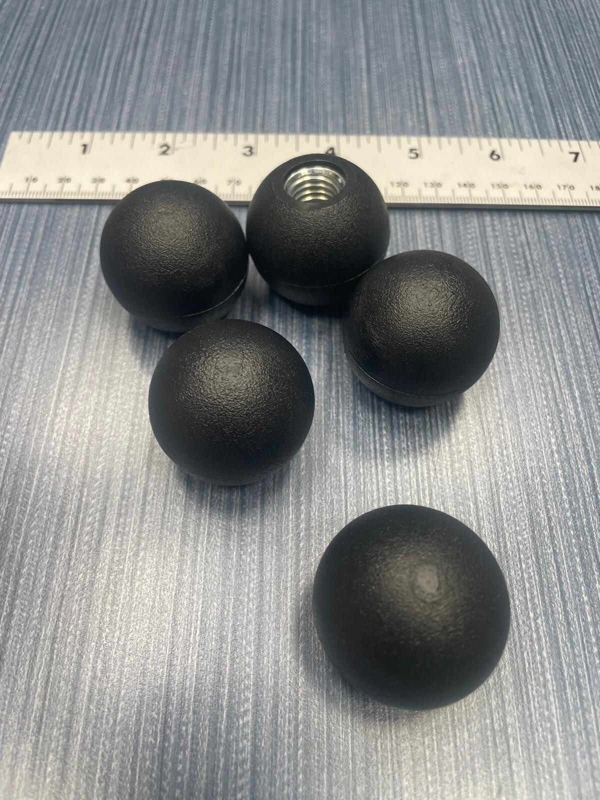 Lot of 5 x 1.38″ Ball Knob 1/2-13 Steel Zinc Locking Nut Textured Handle
