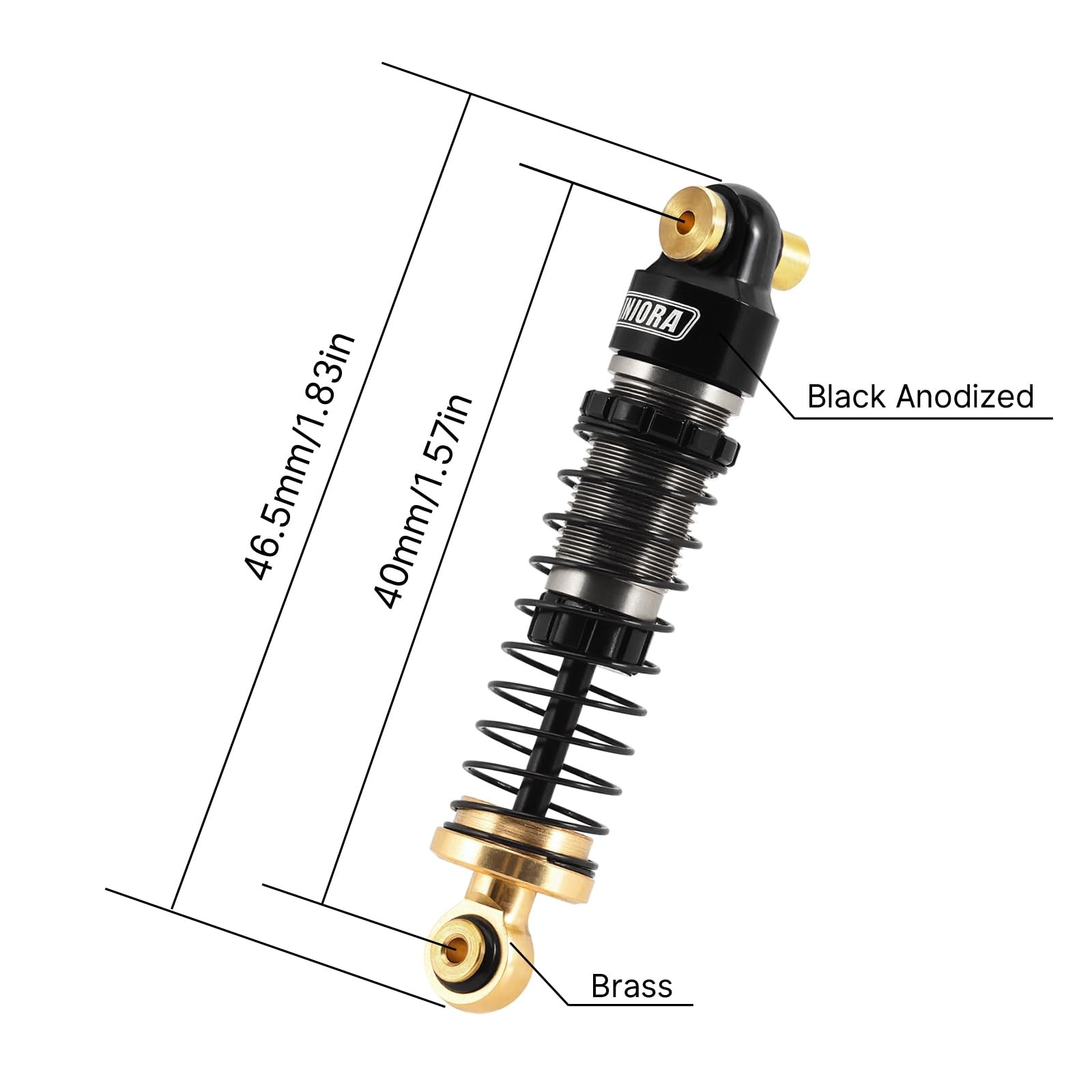 40mm Big Bore Oil Shocks, 1/24 SCX24 FCX24M Upgrade, 4.3g, Aluminum, Brass