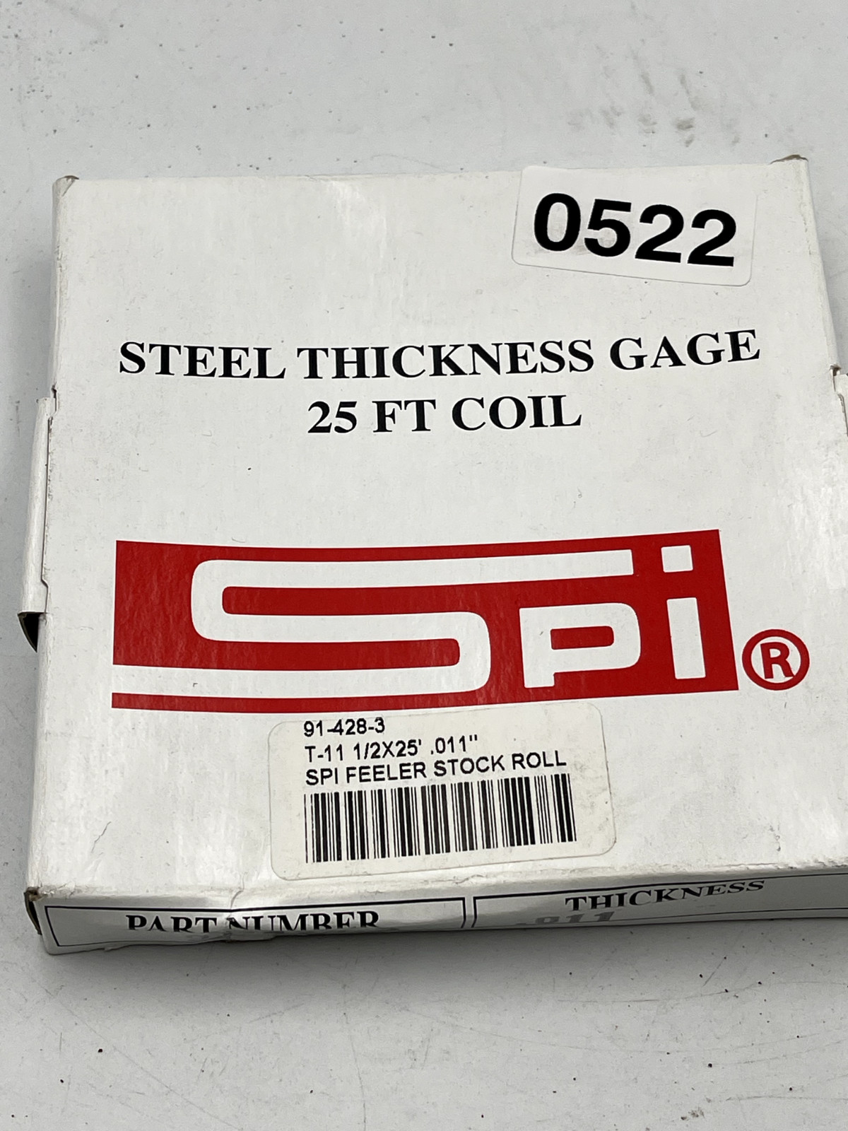 SPI 91-428-3 Feeler Stock Roll: 0.011″Thick x 1/2″ x 25ft High Carbon Steel