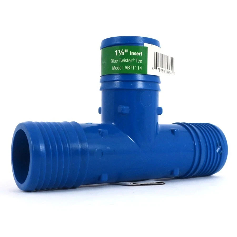 Blue Twister 1 1/4-inch Polypropylene Insert Tee – ABTT114 – NEW