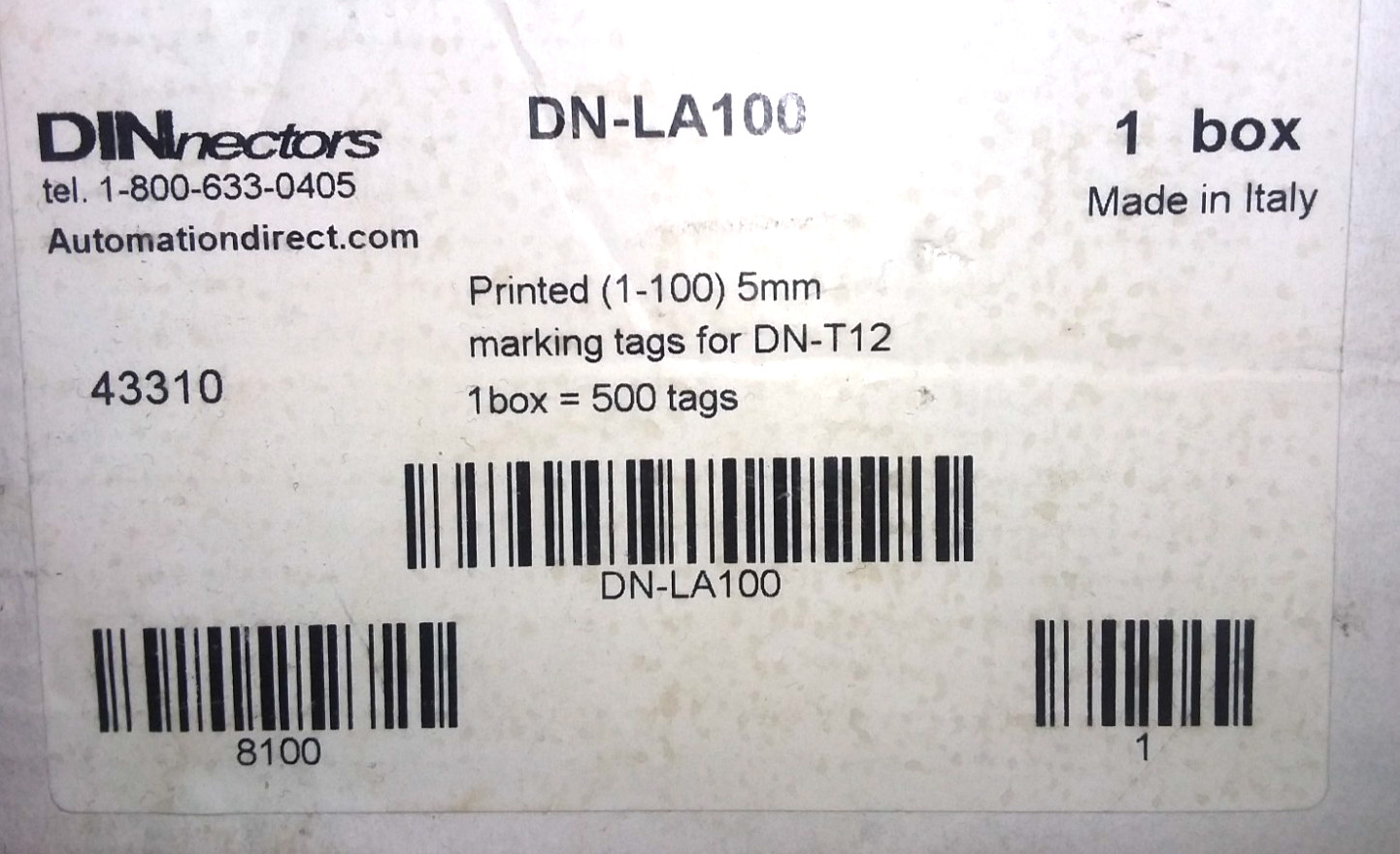 AUTOMATIONDIRECT DN-LA100 PRINTED TAGS Qty. – 500