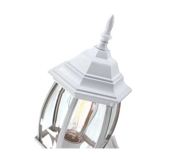 Hukoro 1-Light 17 in. Matte White Outdoor Hardwired Wall Lantern Sconce 2-PACK