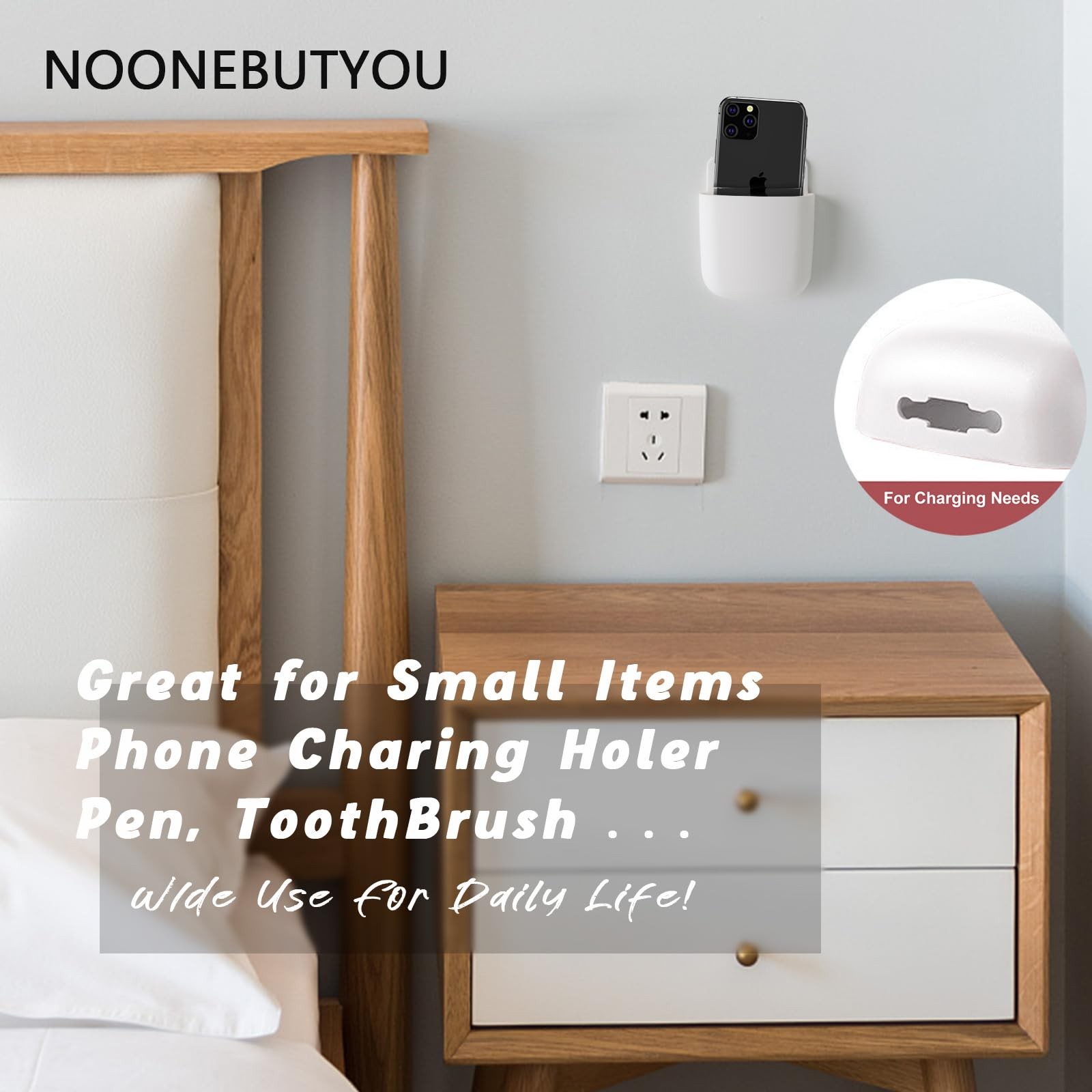 noonebutyou 3 Pcs Remote Control Holder Wall Mount Self Adhesive White