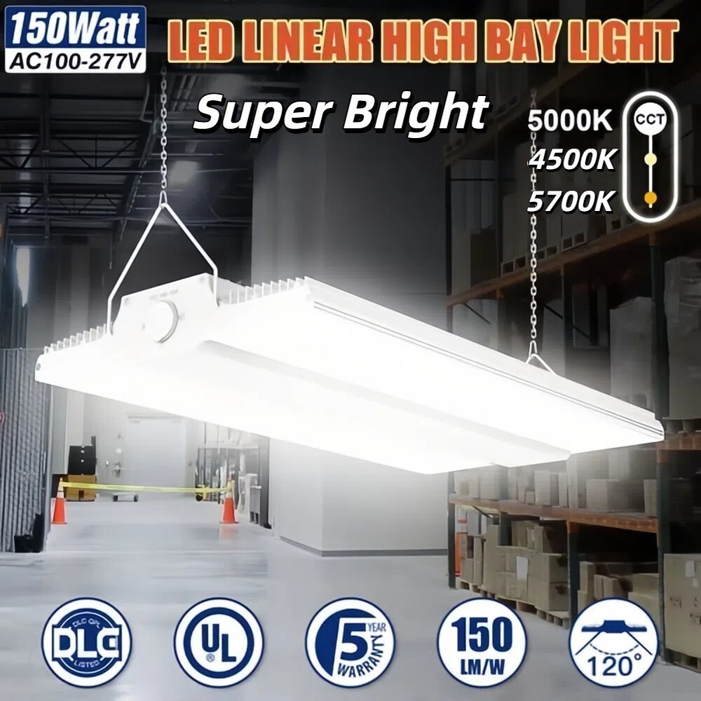 150W 4500K/5000K/5700K LED Linear High Bay Light Commercial Garage Shop Lights