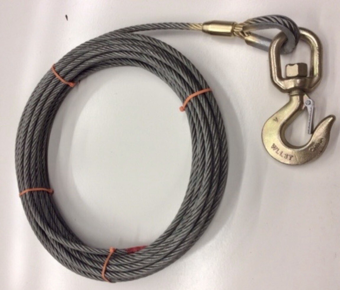 3/8” X 50’ Tow Truck Wrecker Cable EIPS Steel Core W/Swivel Winch Line 🇺🇸