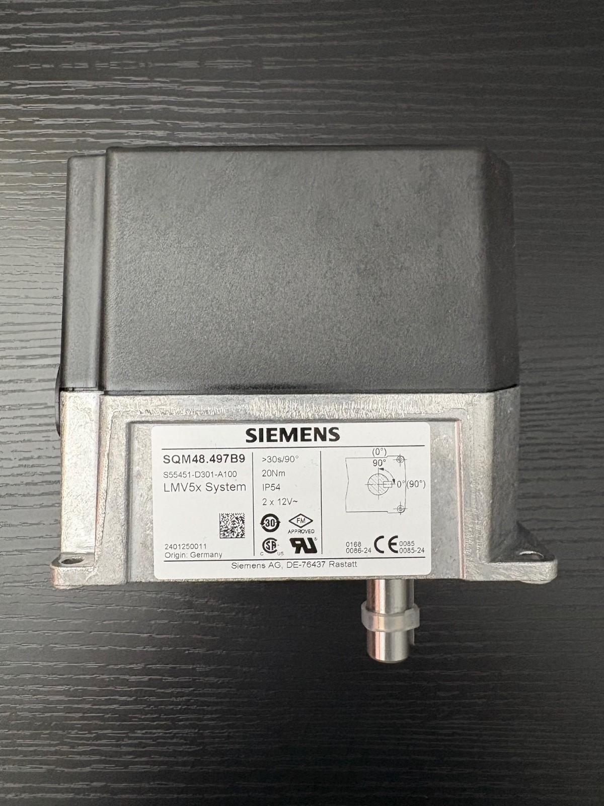 Siemens Fuel/Air Metering Actuator 30 sec 90 deg 20 NM Torque SQM48.497B9