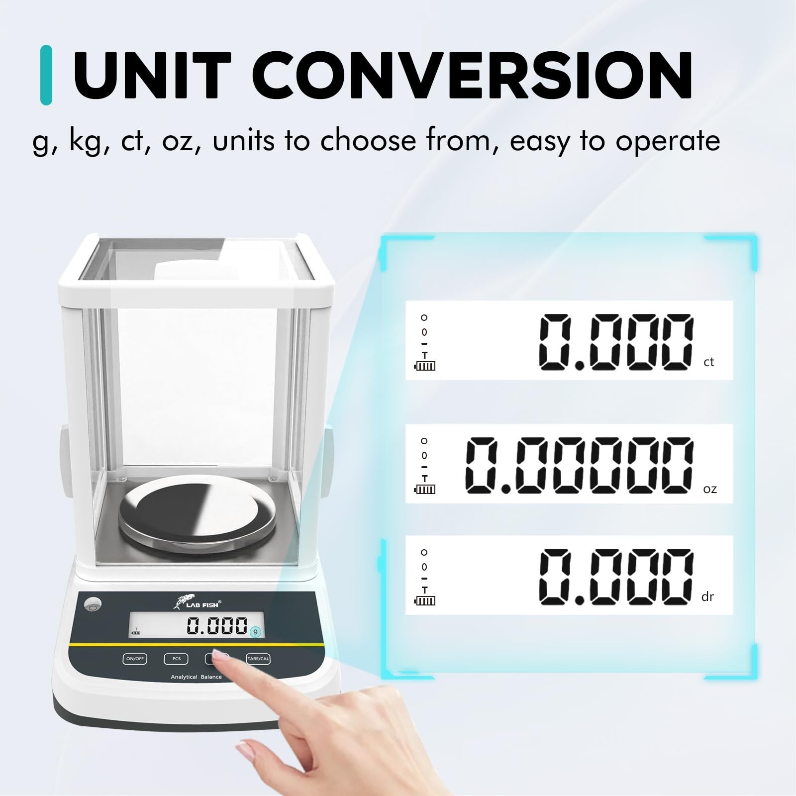 LAB FISH Dual Display Analytical Balance 500g x 1mg Scale High Precision 0.00…