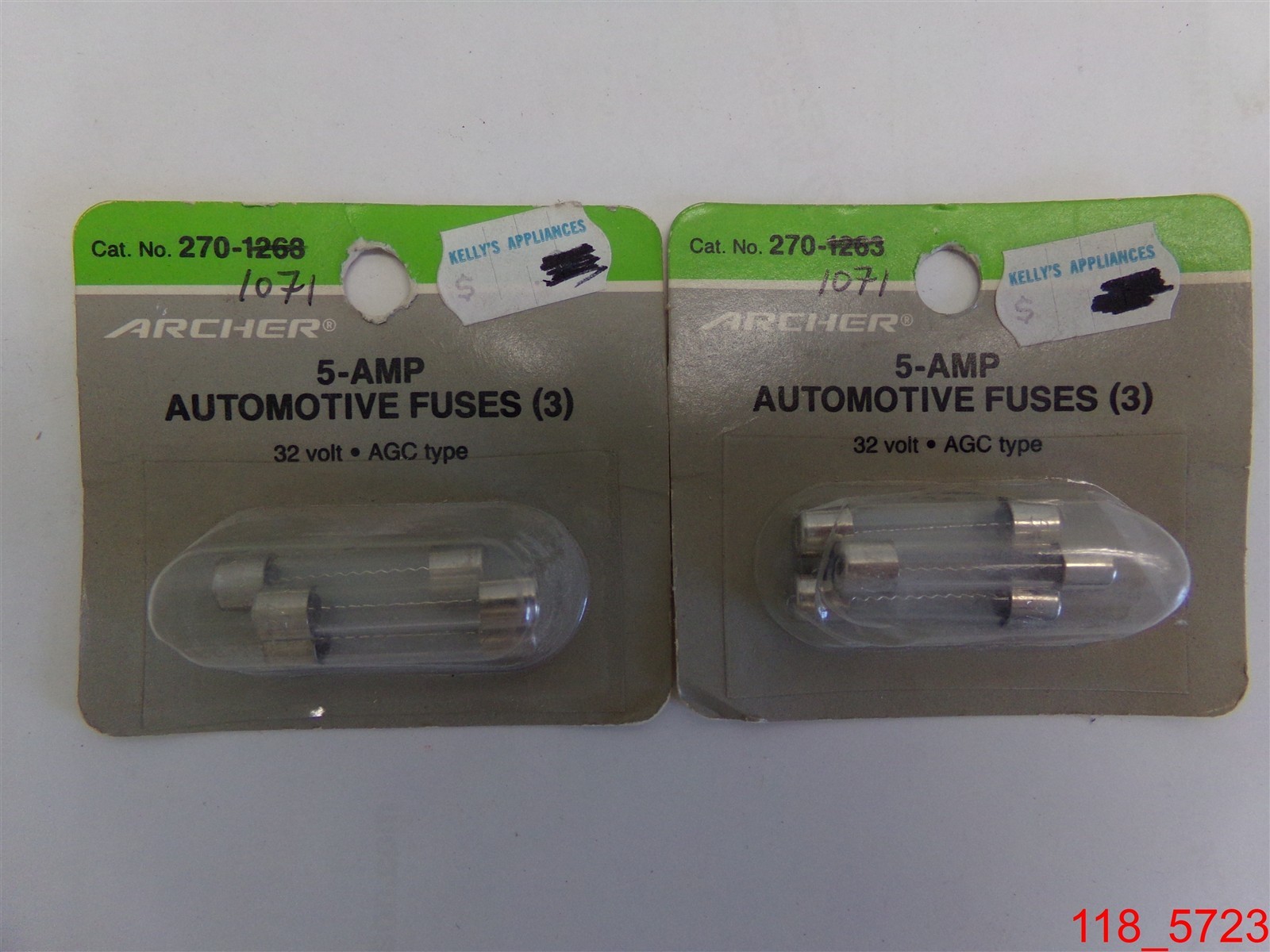 Qty=6: (2 pks of 3) Radio Shack 270-1071 5-Amp Automotive Fuses 32 V AGC type