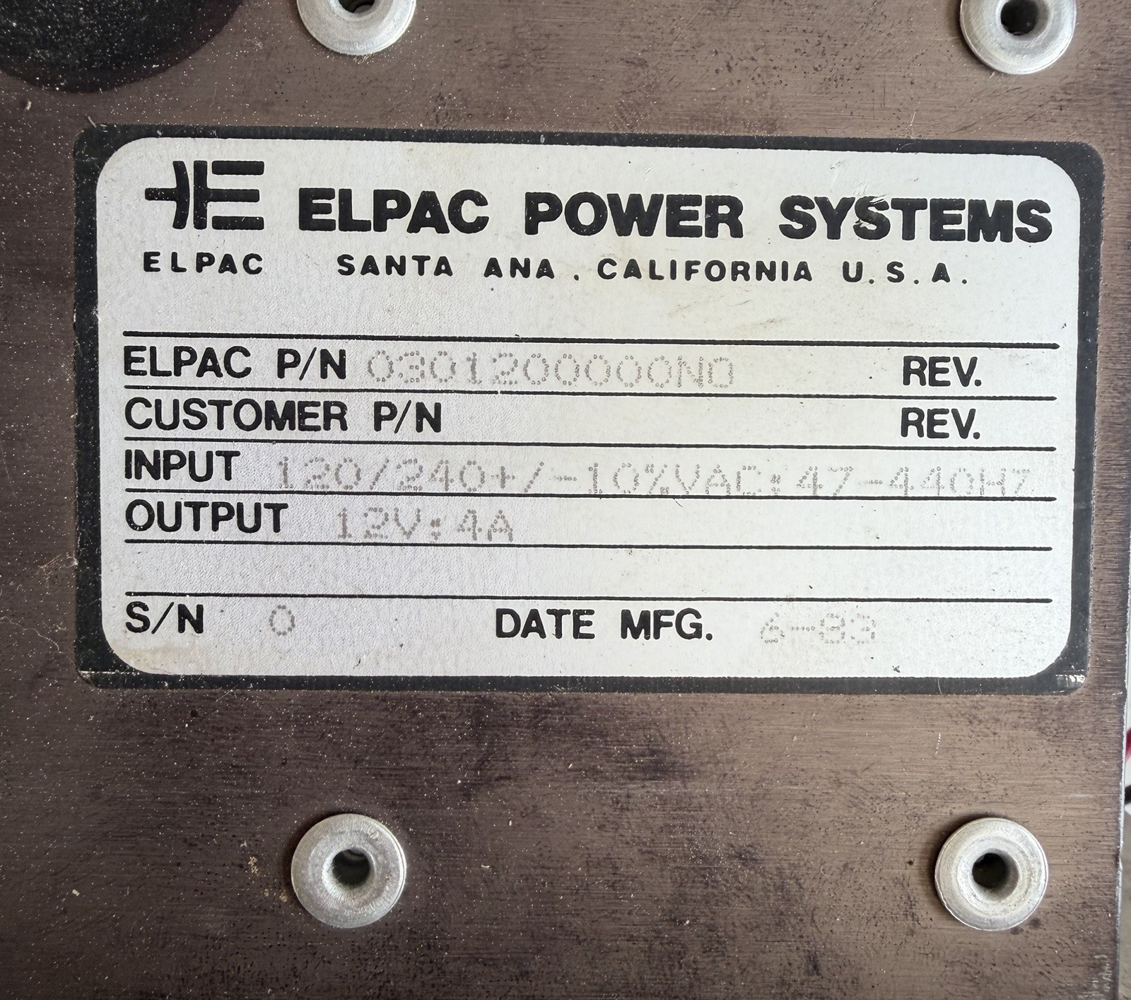 Elpac 0301200000N0 Power System