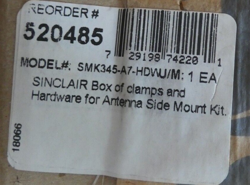 New Sinclair Box of Clamps and Hardware for Antenna Side Mount Kit SMK345-A7