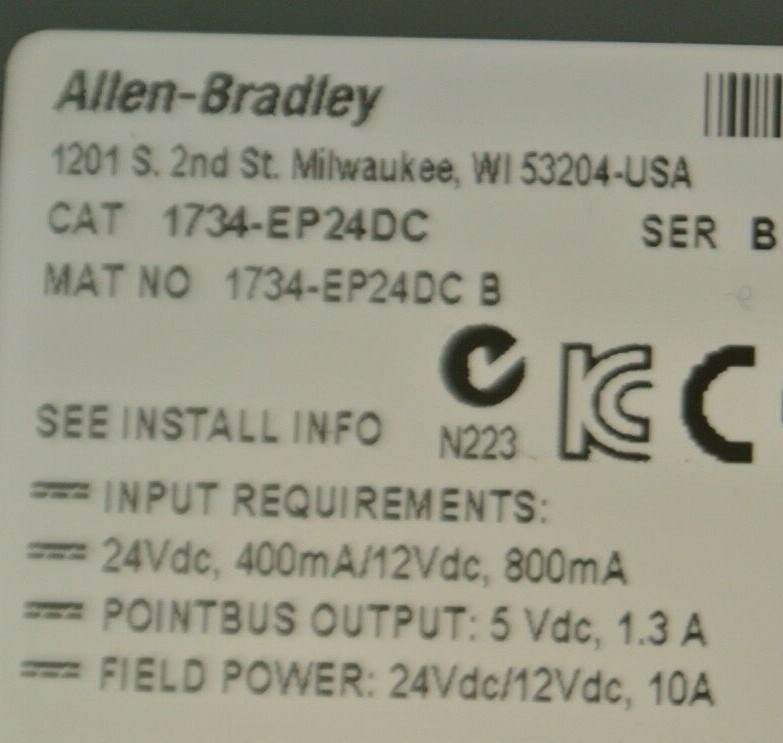 ALLEN-BRADLEY 1734-EP24DC EXPANSION POWER SUPPLY MODULE + 1734-RTB TERM BLK