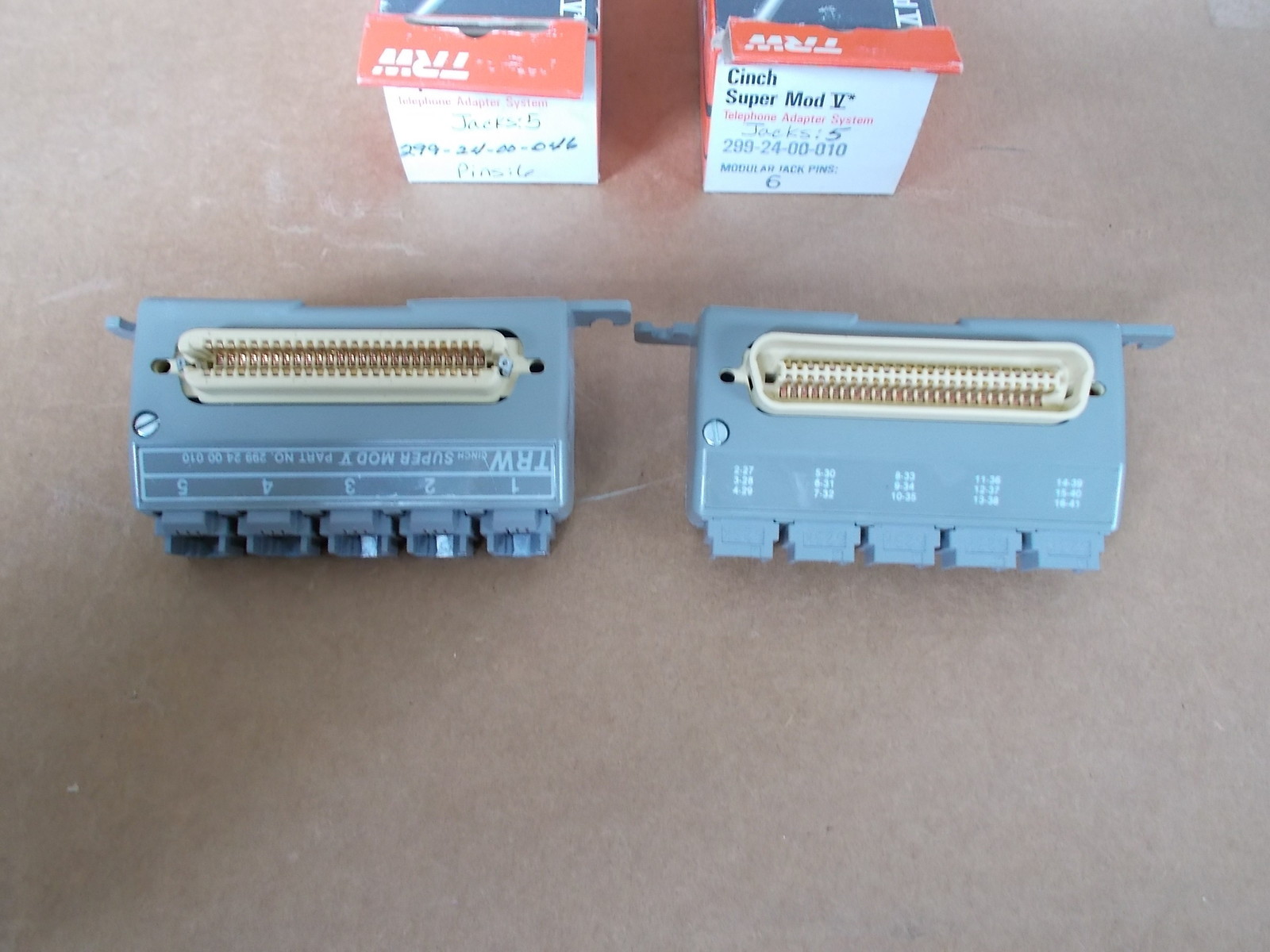 TRW Cinch Super Mod V Telephone Adapter 6-Pins 5-Jacks, Lot of 2 *FREE SHIPPING*