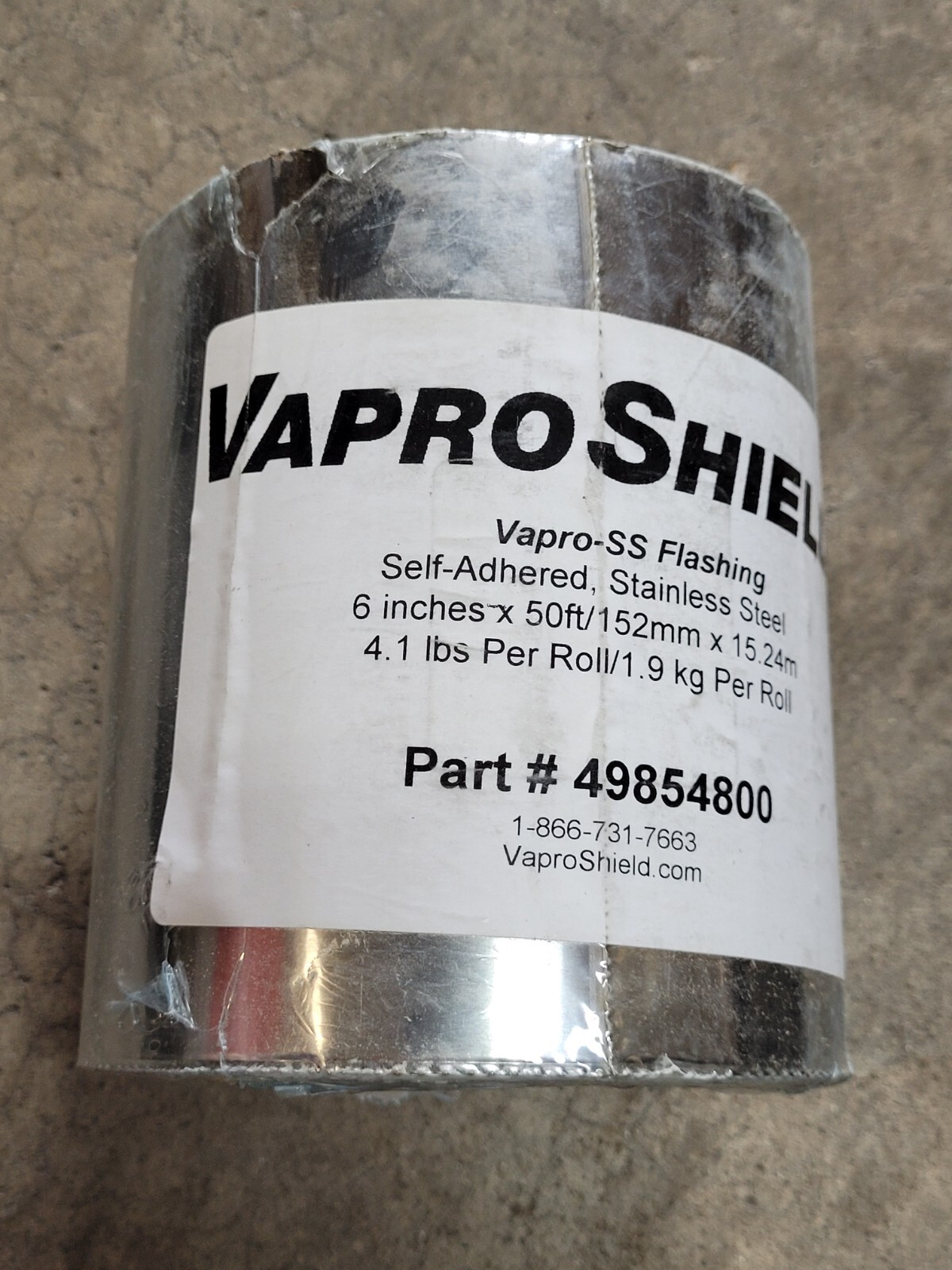 6″x50′ Vapro Sheild Vapro-SS Flashing Self Adhered 49854800 NEW
