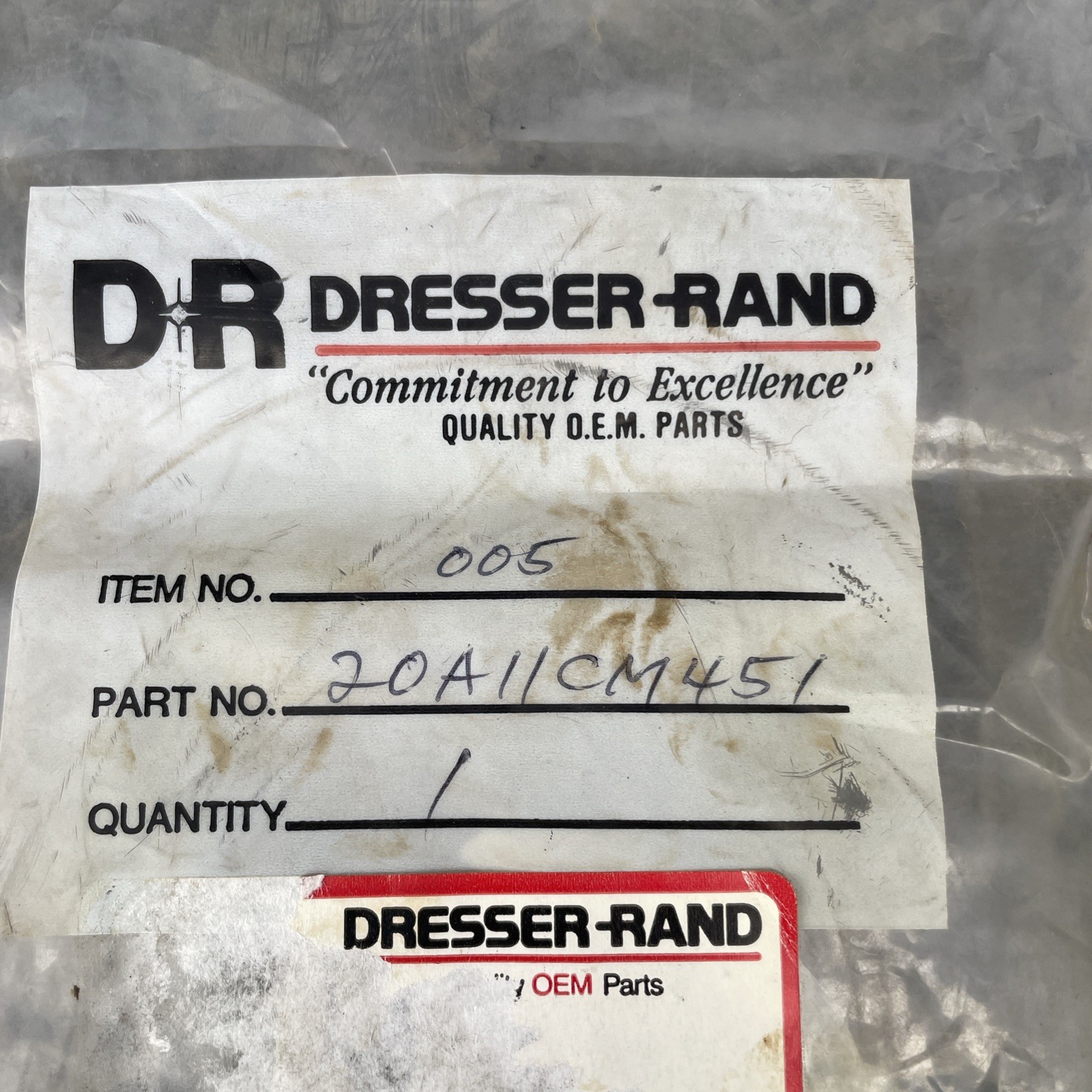 Dresser-Rand 20A11CM451 0-Ring New Other