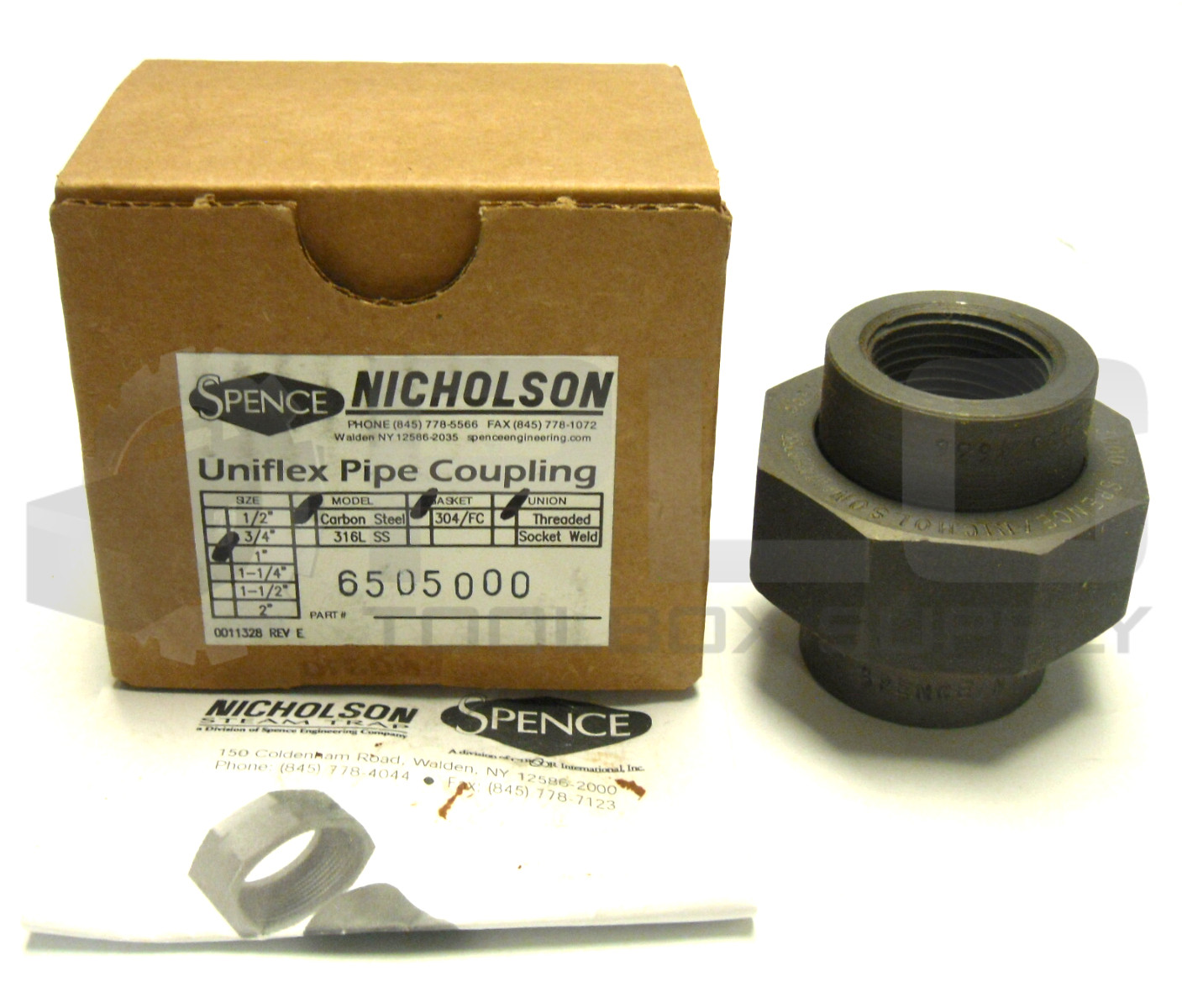 NEW SPENCE 6505000 UNIFLEX PIPE COUPLING 1″ CARBON STEEL 304/FC THREADED