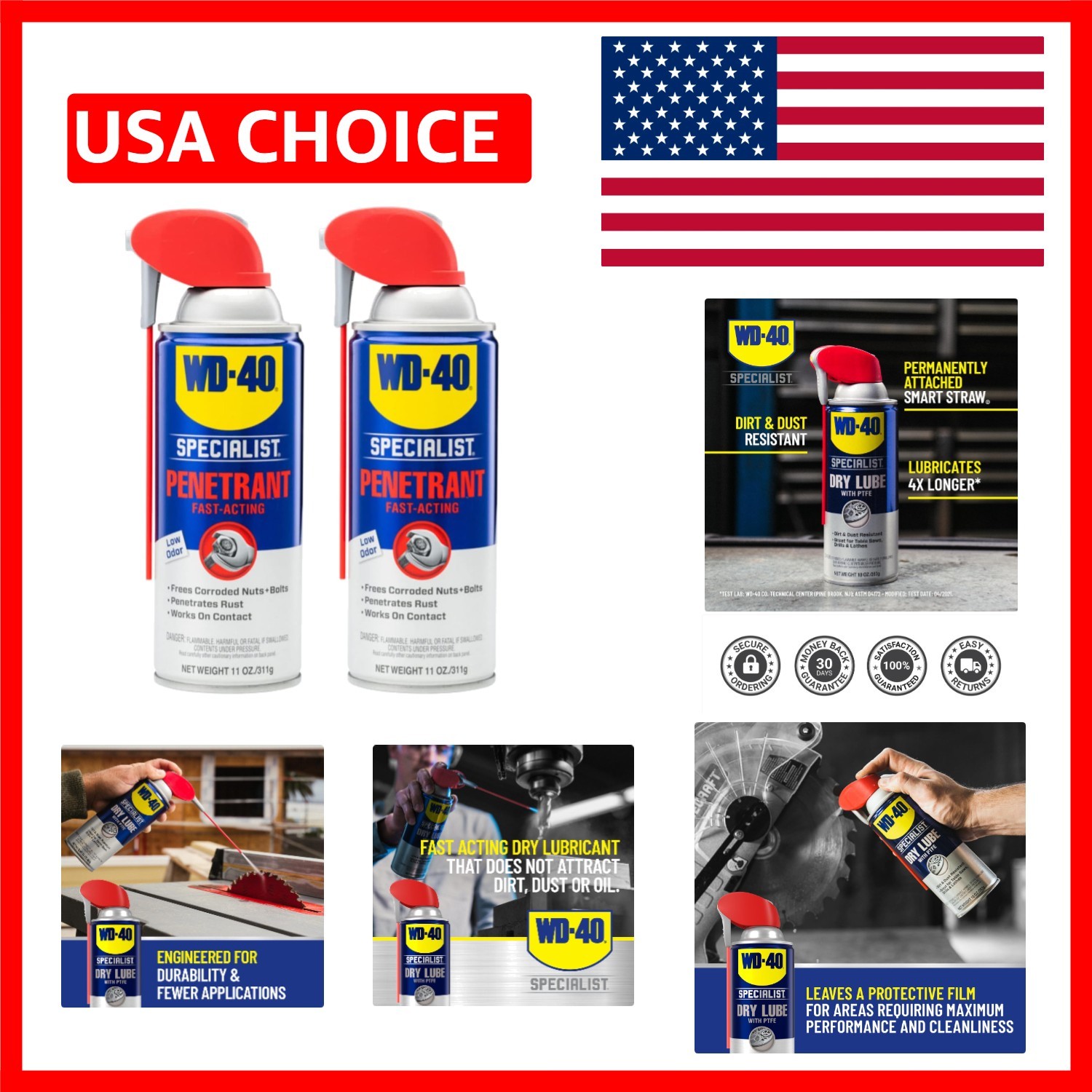 Dual-Pack 11 OZ Penetrant with Smart Straw: Safely Free Rusted Nuts and Bolts