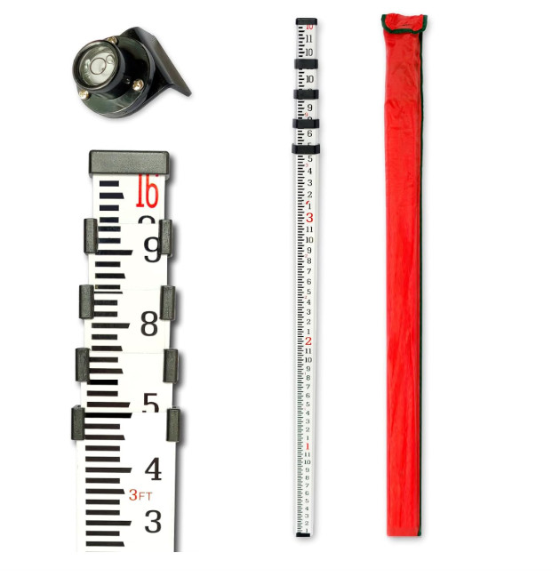 Grade Rod，16-Foot Aluminum Grade Rod – 10ths，Grade Stick for Laser Level，Surv…