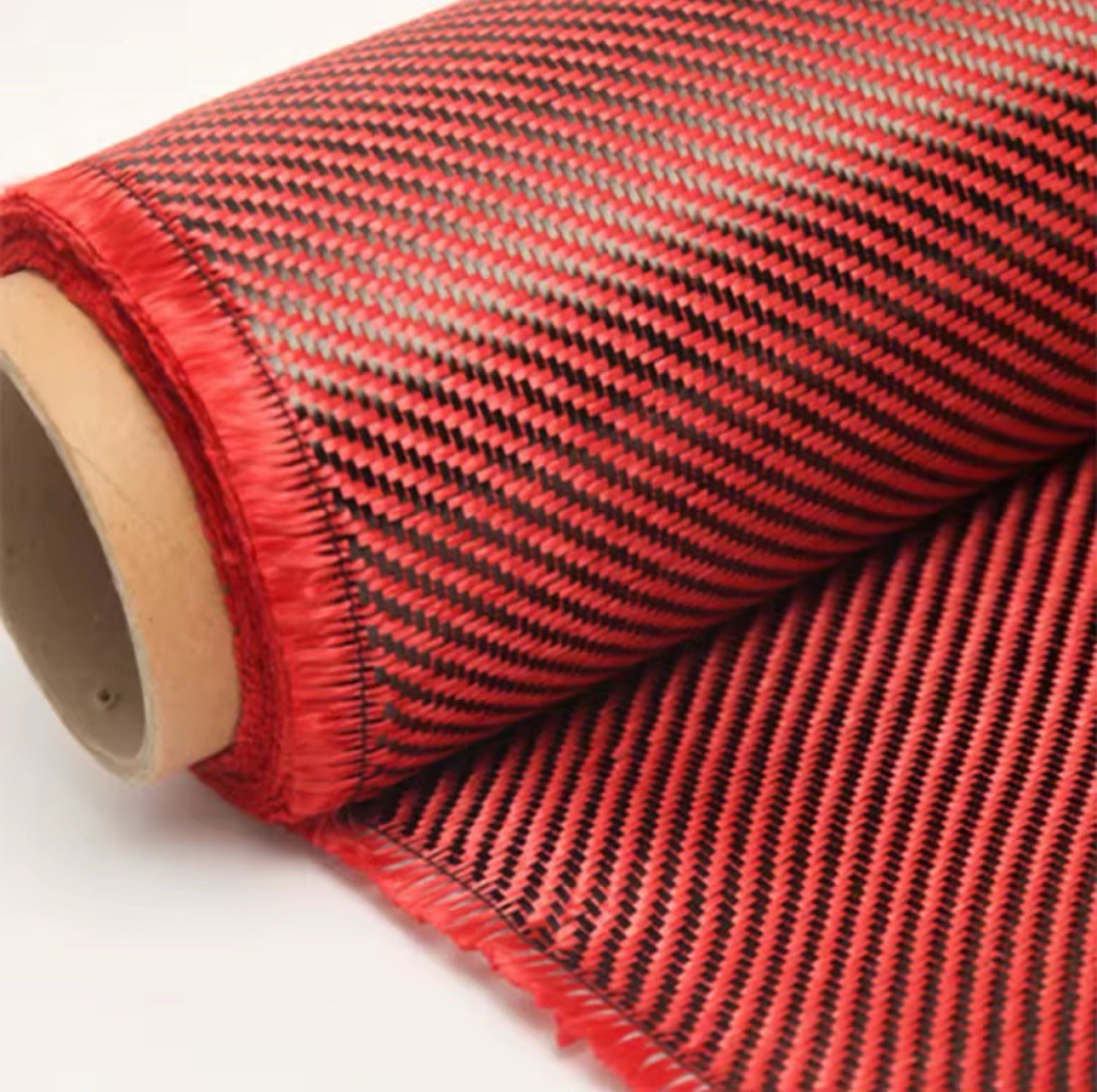 3K Red Armed Carbon Hybrid Fabric 2x2Twill 200gsm Width 100cm In Roll, Qty 1m