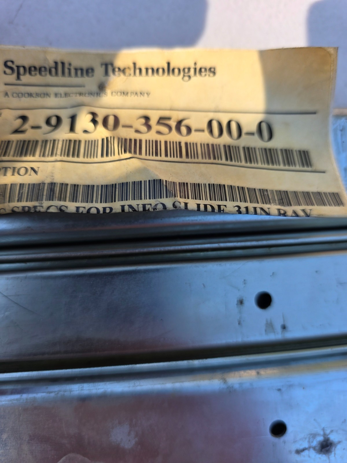 Speedline Technologies 2-9130-356-00-0, 31″ MPM Slide Rail