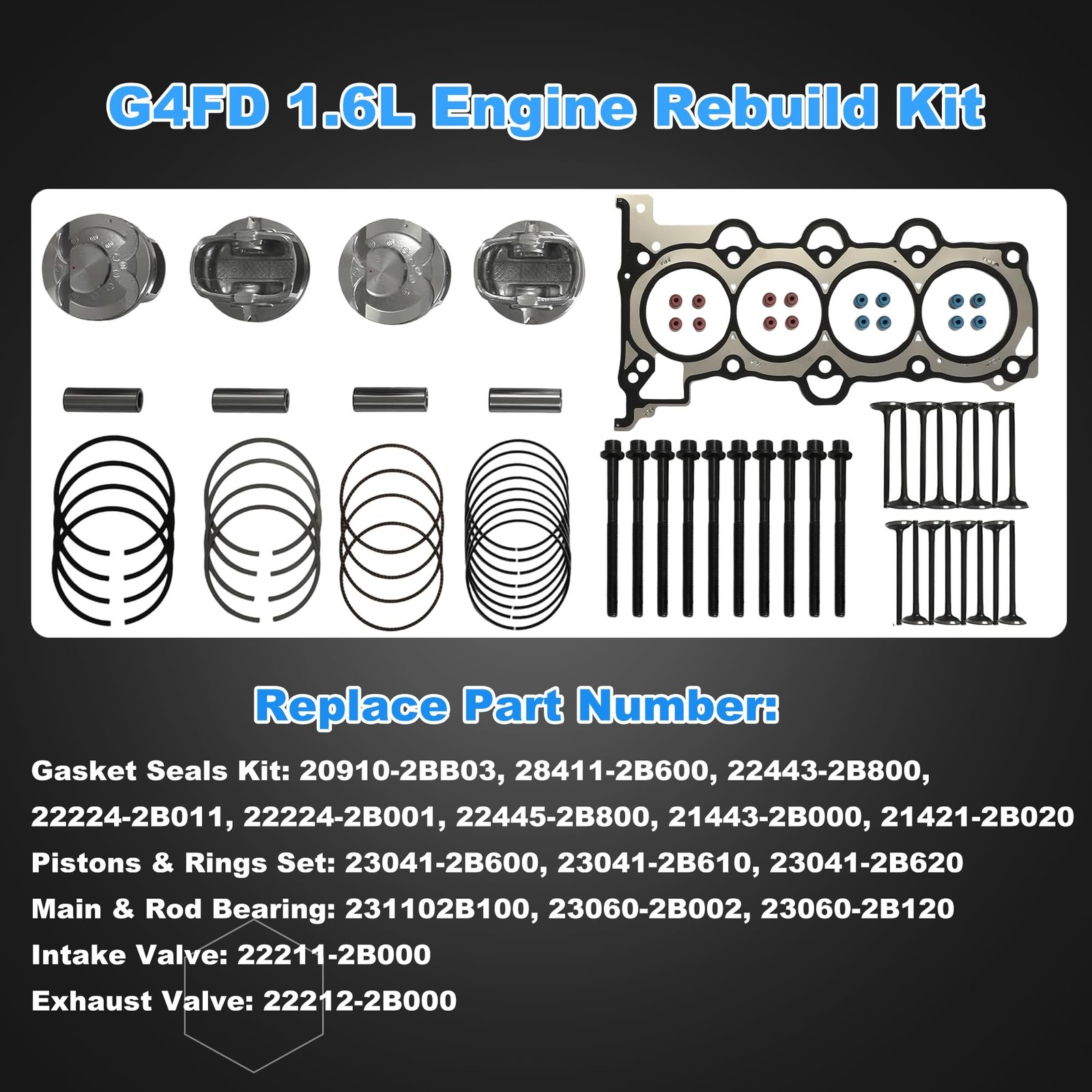 G4FD 1.6 Engine Overhaul Rebuild Kit & Crankshaft Kit with Piston Con-rod Fit…