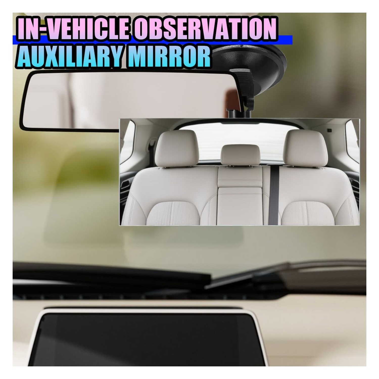 Baby Car Rearview Mirror with Suction Cup, 360 Degrees Wide Angle Automotive …