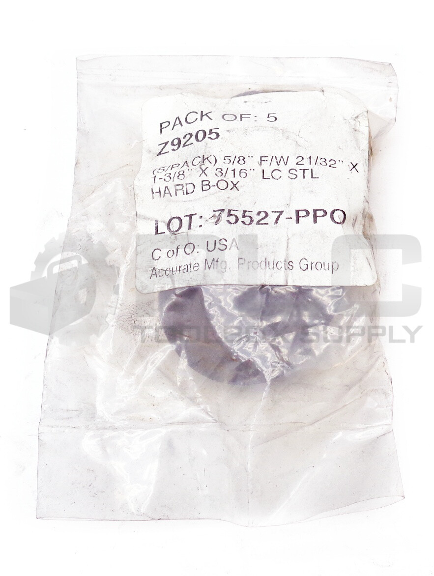BAG OF 5 NEW ACCURATE Z9205 5/8″ F/W 21/32″ X 1-3/8″ X 3/16″ LC STL HARD B-OX