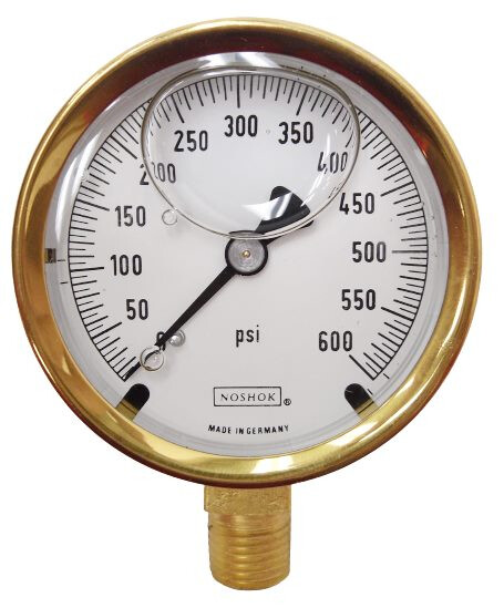 NEW NOSHOK 25-300-600 PSI 1/4 NPT BOTTOM CONNECT GAUGE