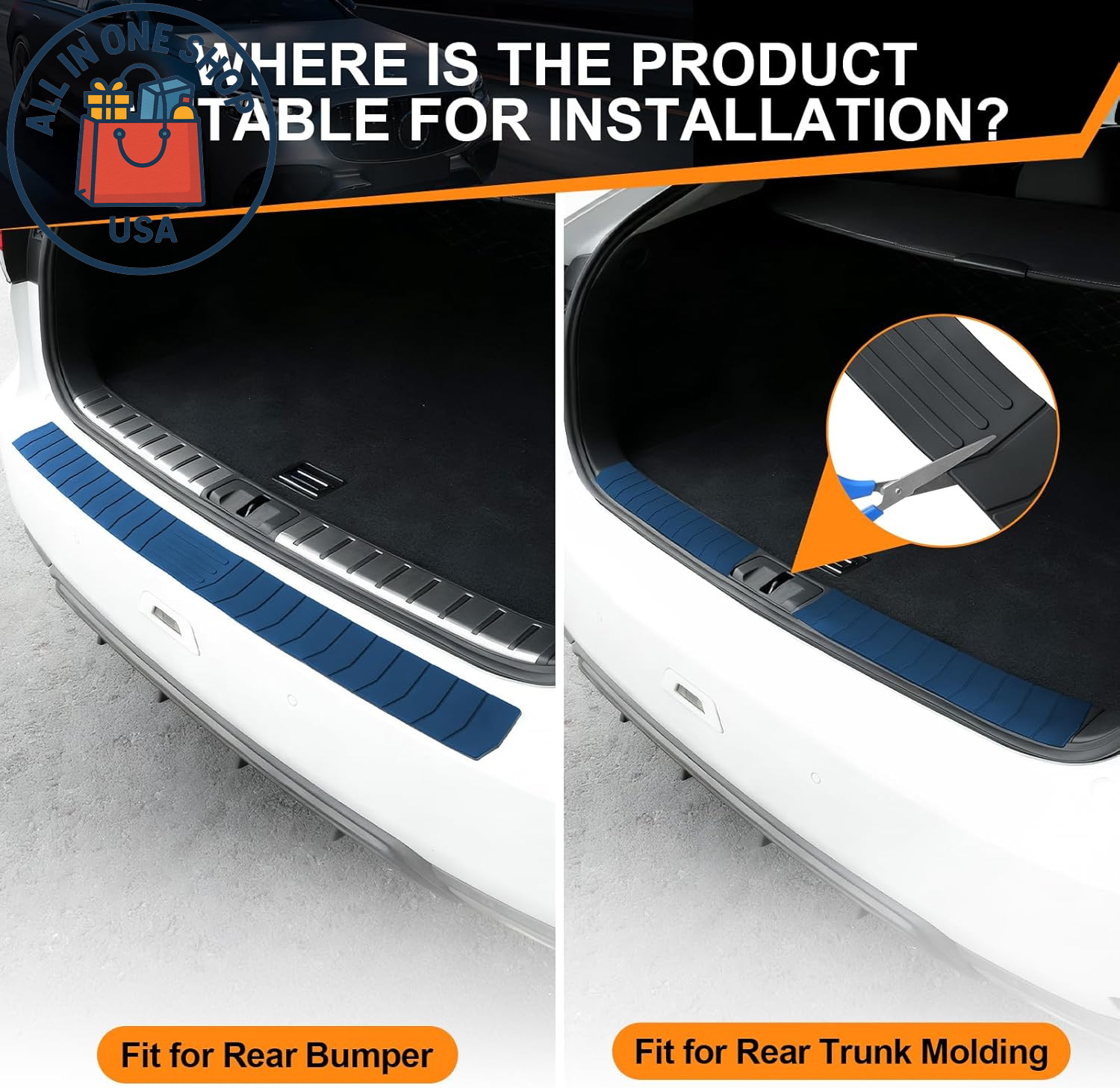 Universal Rubber Rear Bumper Protector for Cars and SUVs, 41.5″x3.6