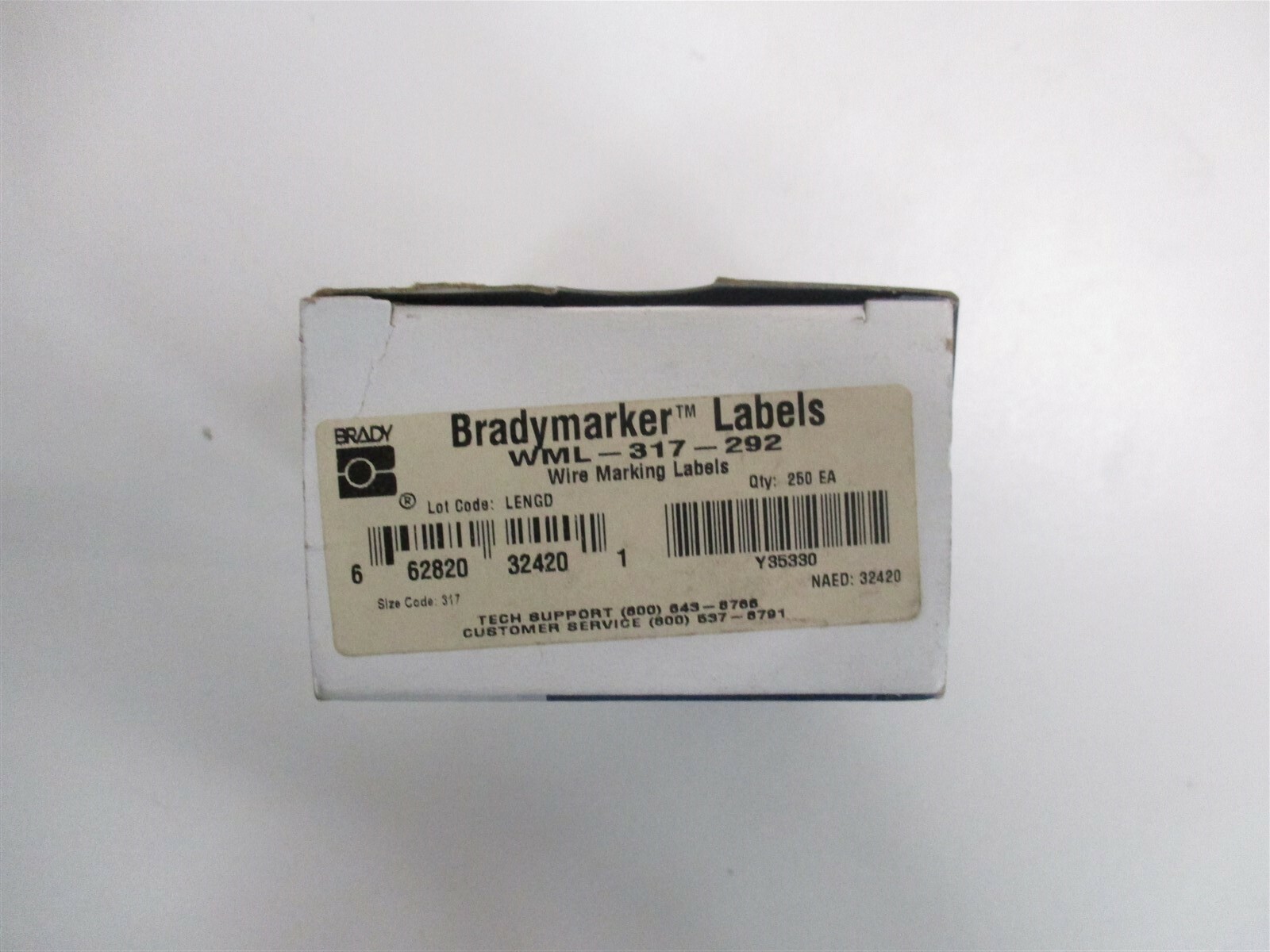 Brady WML-317-292 White on Translucent 250 Labels per Roll 1-1/4 H x 1-1/2 W