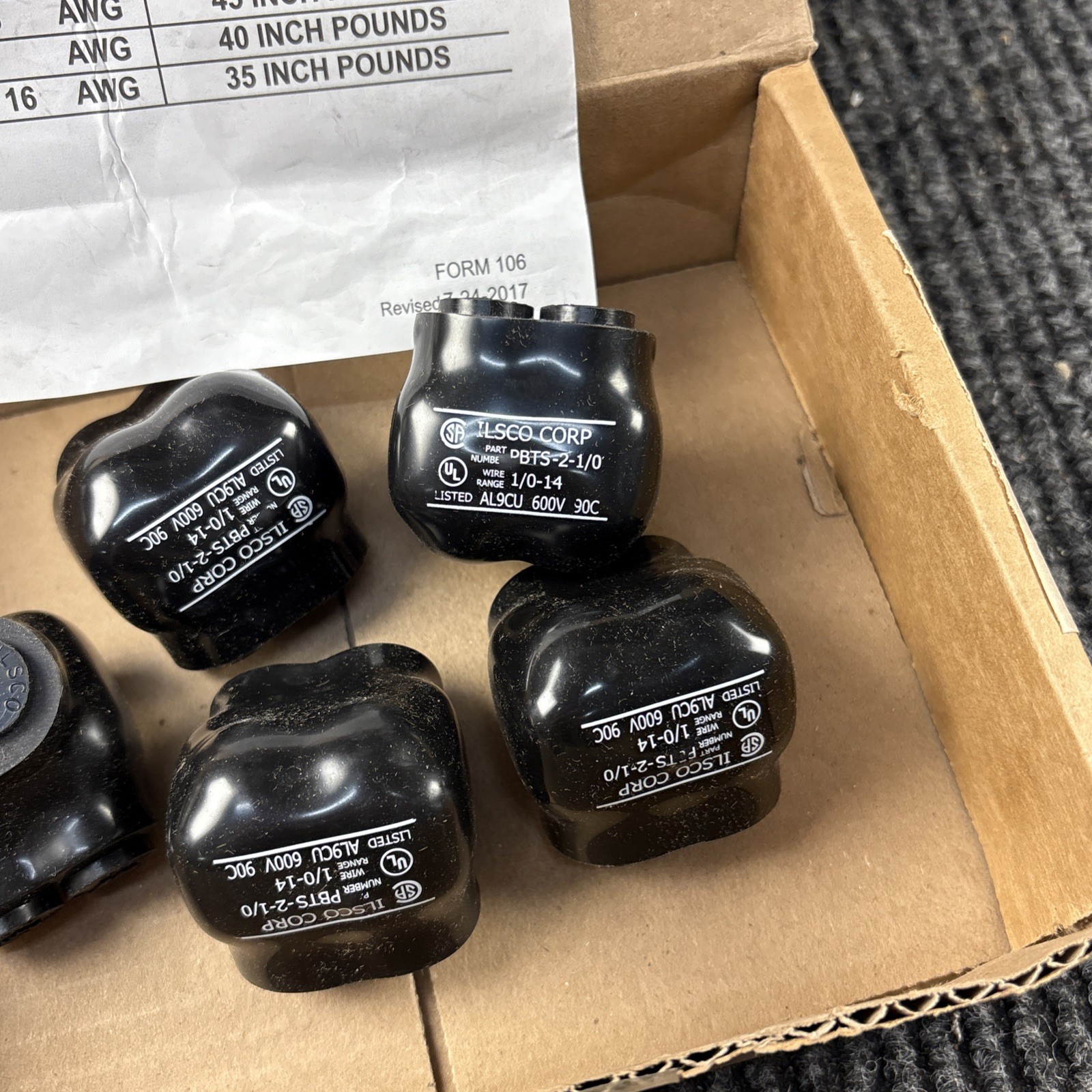 5 Pk Ilsco PBTS-2-1/0 Two-Port Insulated Multi-Tap Connector