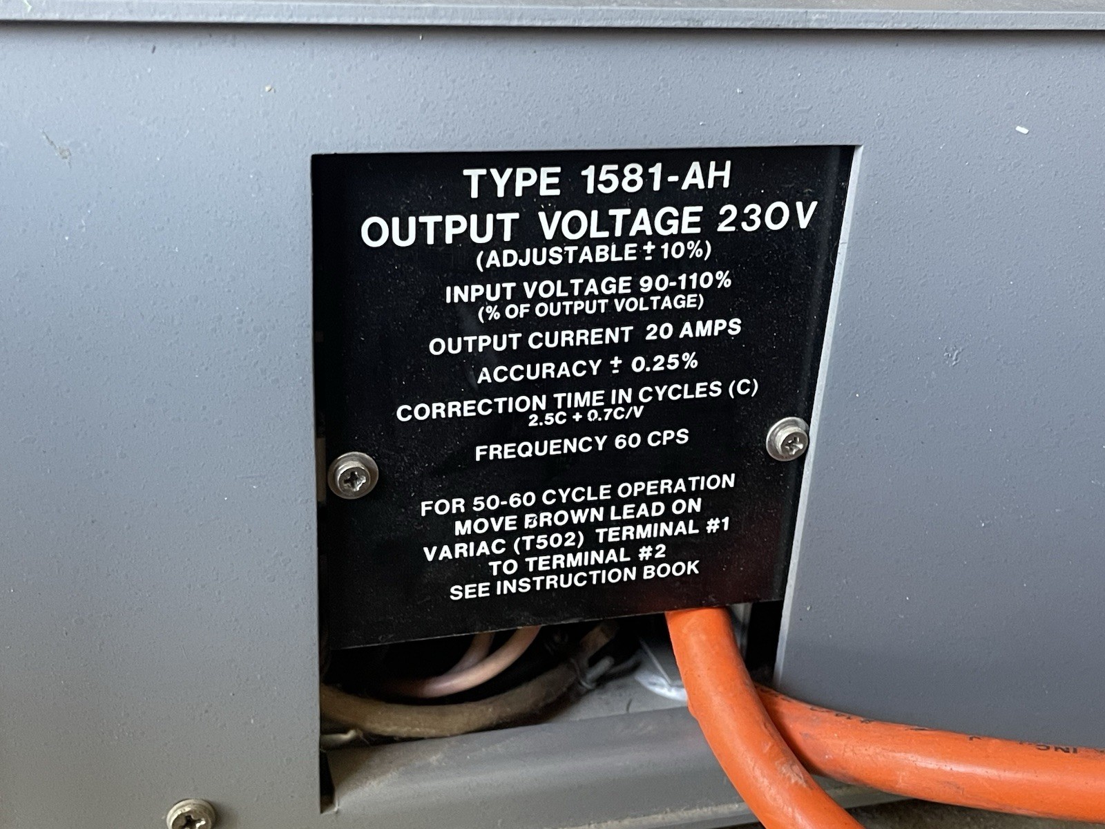 UNTESTED General Radio 1581A Variac Automatic Voltage Regulator