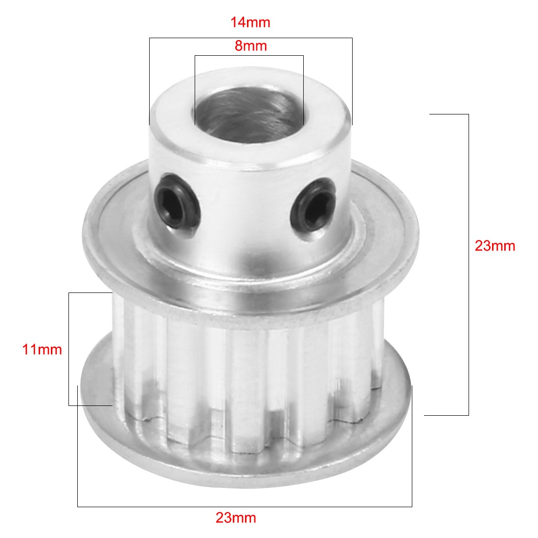 Aluminum 12 Teeth 8mm Bore 5.08mm Timing Belt Pulley for 10mm
