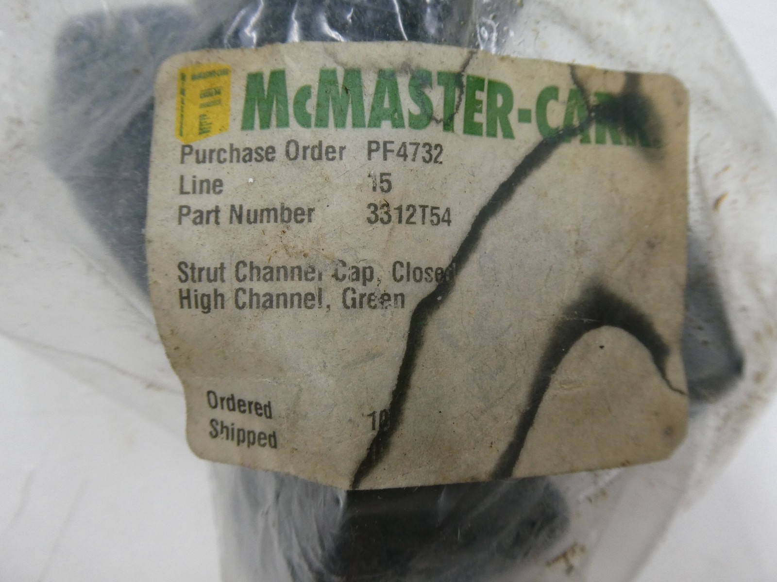 🍀 NEW! McMaster-Carr 3312T54 1-5/8″ Strut Channel Cap Green LOT of 8