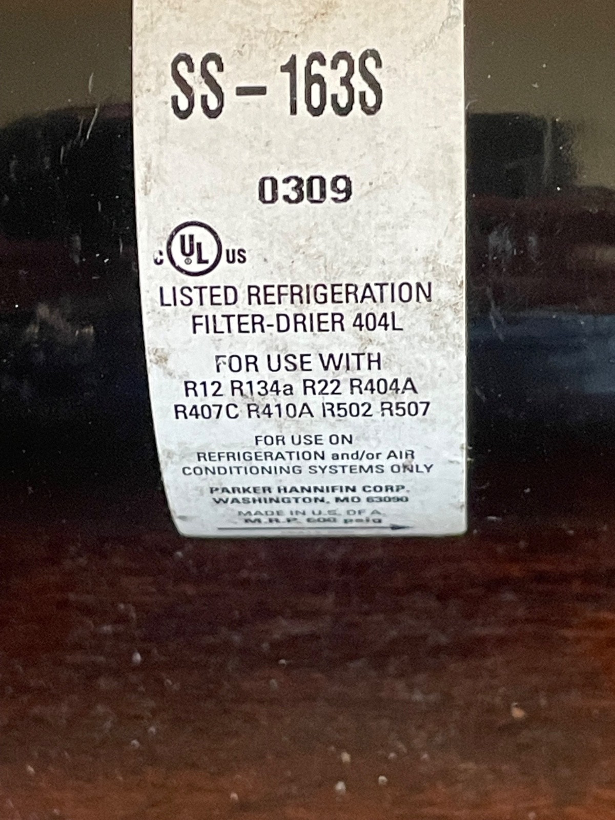 New – Parker SS-163S 3/8 ODF Solder Liquid Line Filter Drier