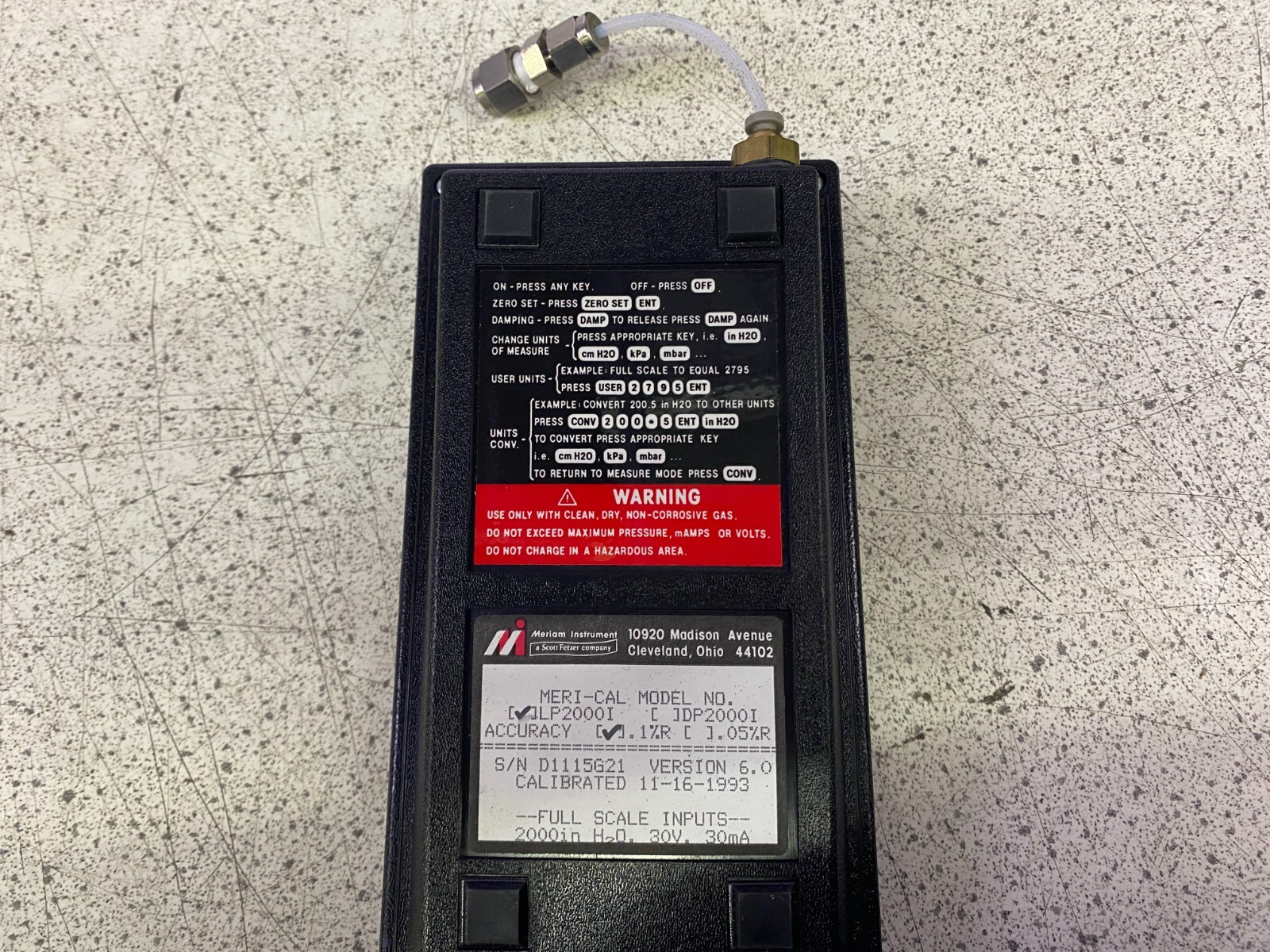 Meriam LP2000I Digital Manometer.