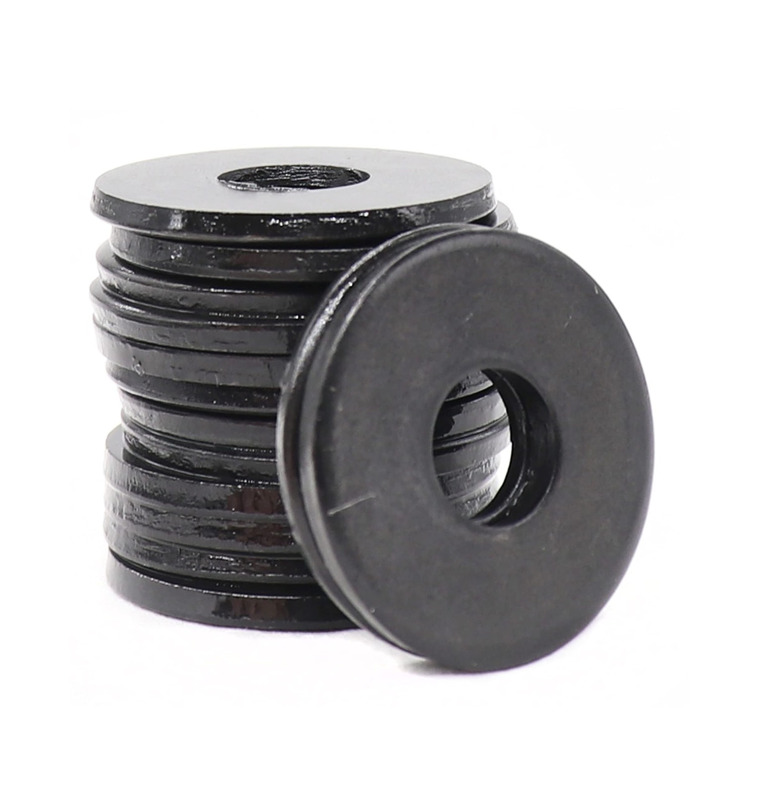 50pcs Black M8 Flat Washers(OD=24mm, 2mm Thickness) Grade 8 Carbon Steel, Zin…