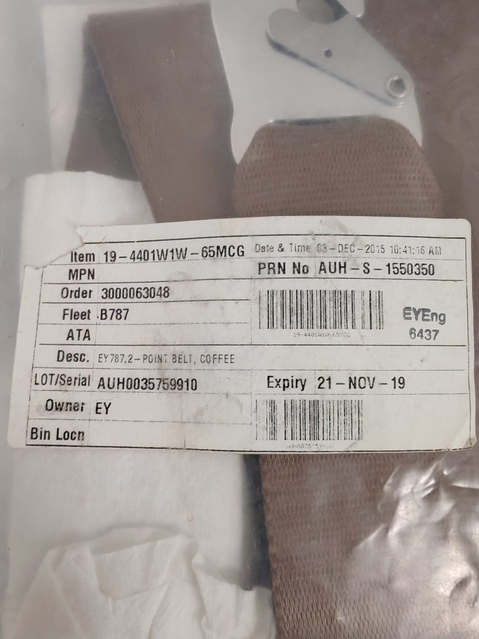 SCHROTH 19-4401W1W-65MCG EY787.2 POINT BELT