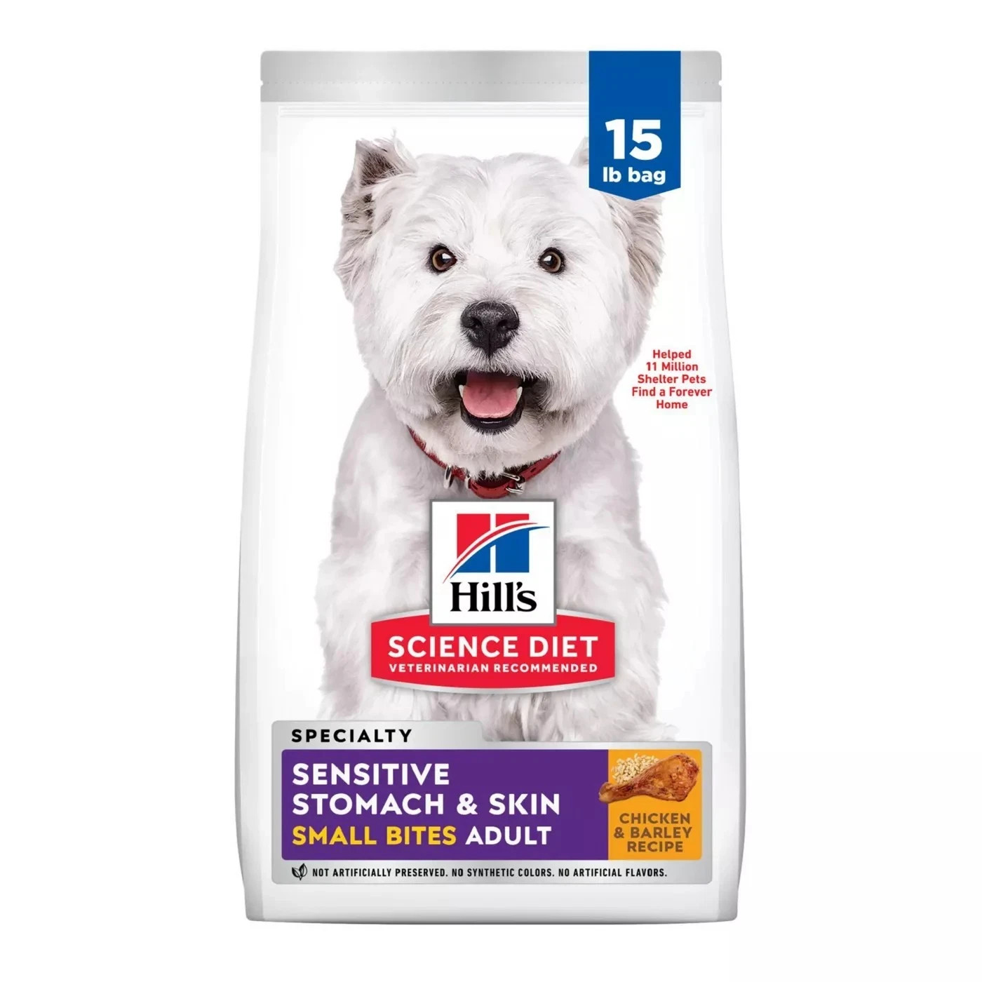 Hill’s Sensitive Stomach & Skin Small Bites Adult Dog Dry-Chicken & Barley, 15Lb