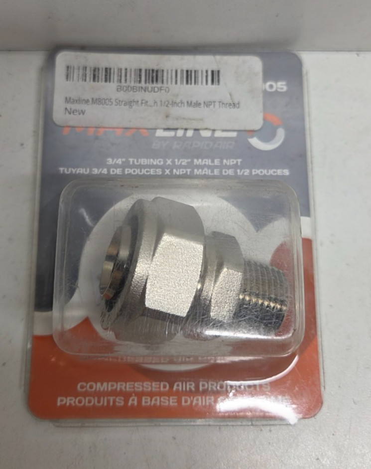 NEW OLD STOCK! RAPIDAIR MAXLINE 3/4″ TUBE X 1/2″ NPT MALE ADAPTER M8005