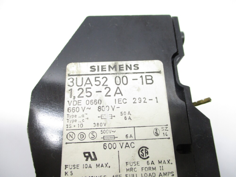 SIEMENS 3UA5200-1B 600VAC 1.25-2A NSNP