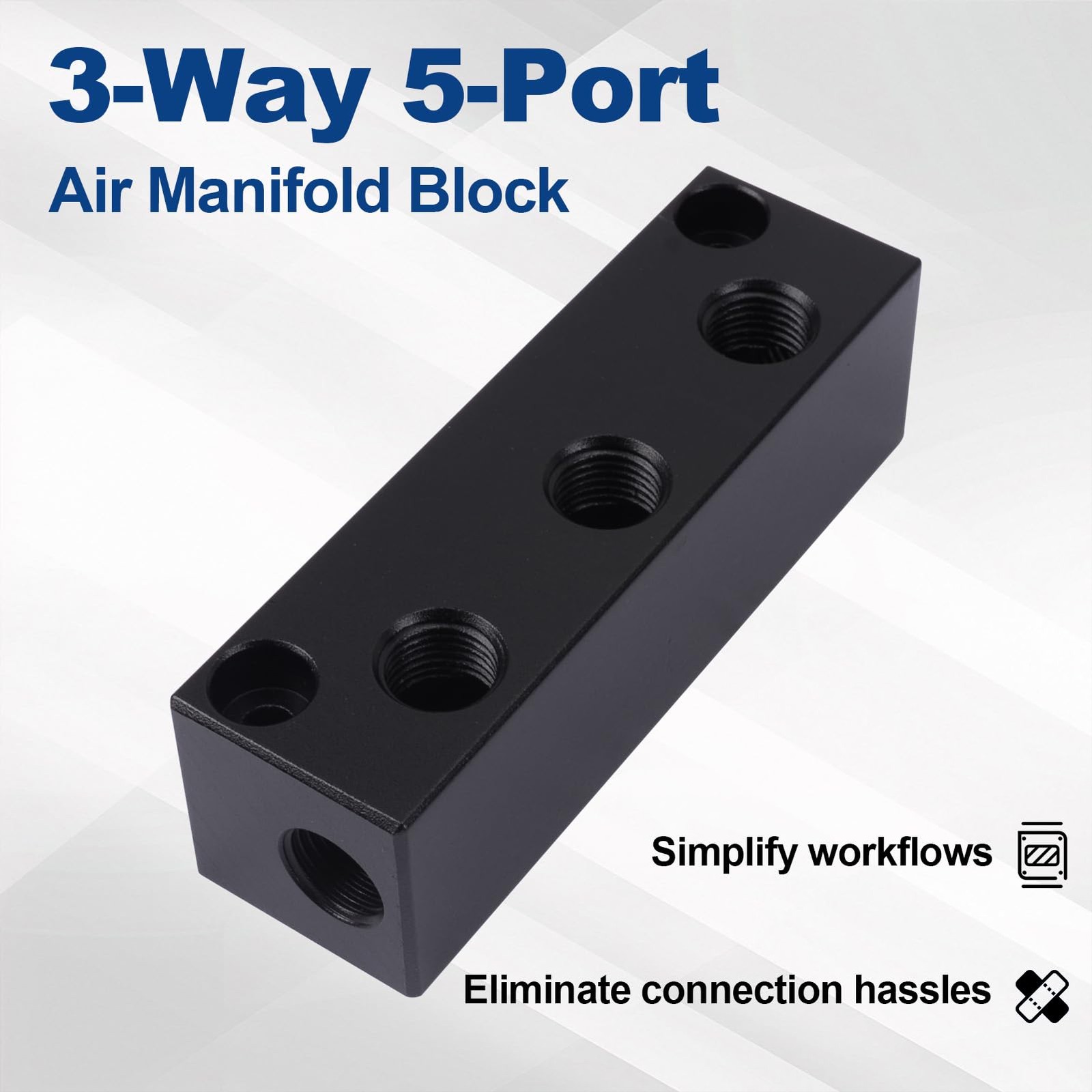 Air Manifold Inline Block Splitter Pneumatic Distribution 1/4 RC 3 Way 5 Port