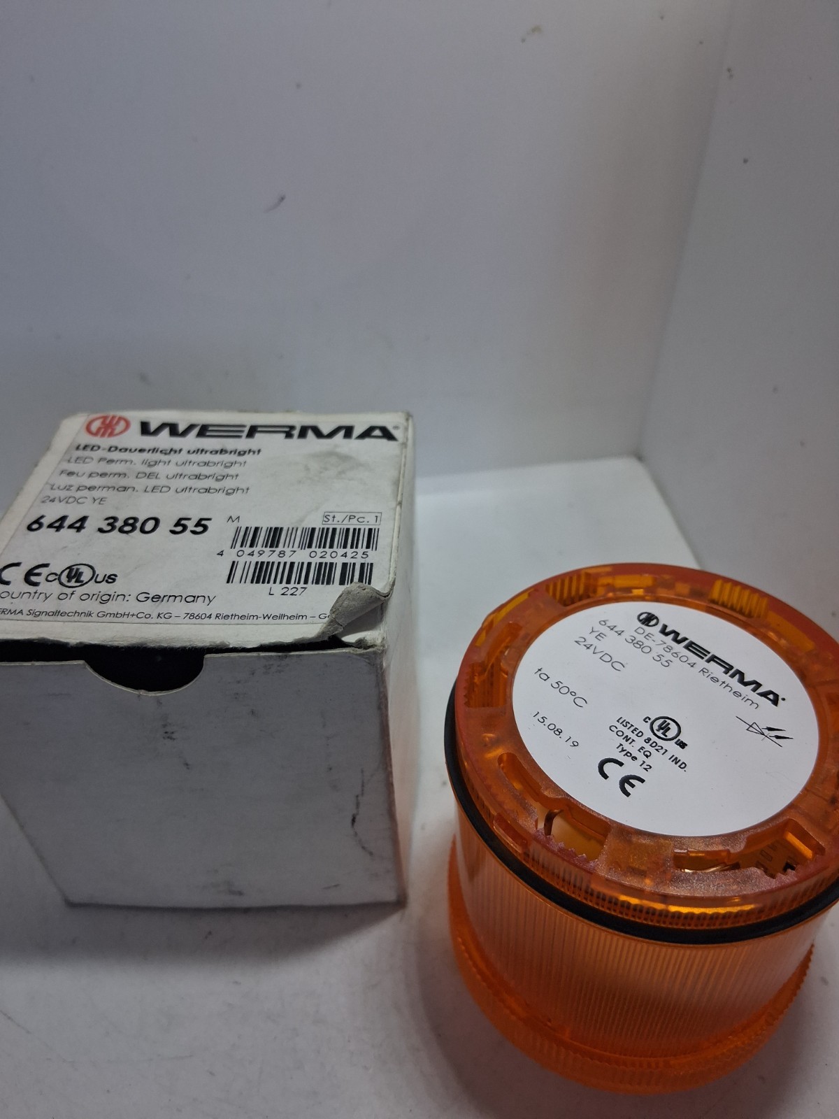 WERMA 644-380-55 STACK LIGHT AMBER LED 24VDC NIB