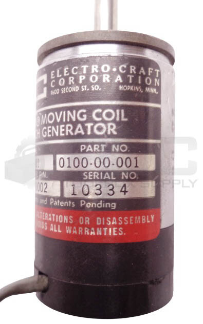 ELECTRO-CRAFT M100-001 MCM MOVING COIL TACH GENERATOR 0100-00-001