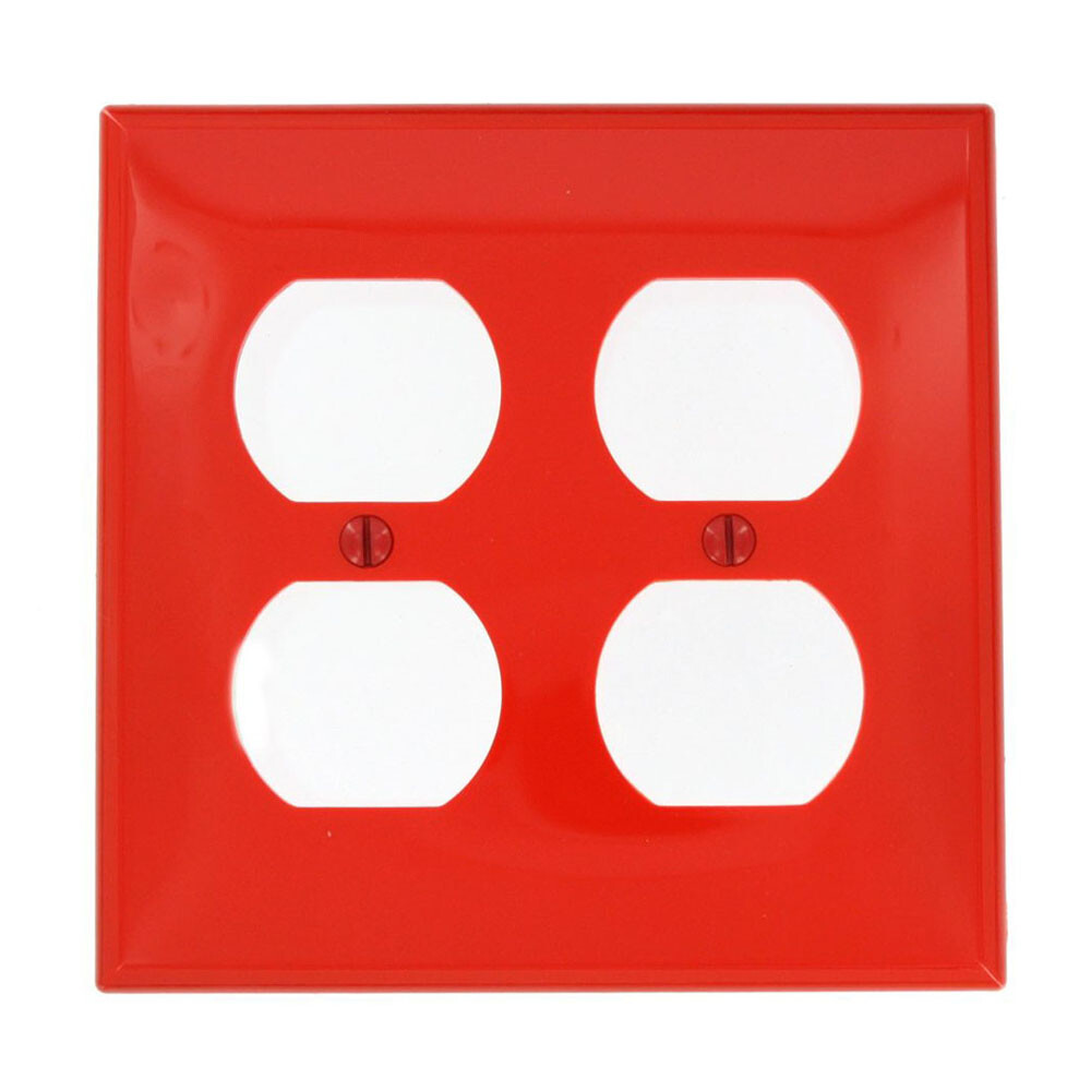 Leviton 2-Gang Duplex Receptacle Wallplate, Thermoplastic Nylon, Red