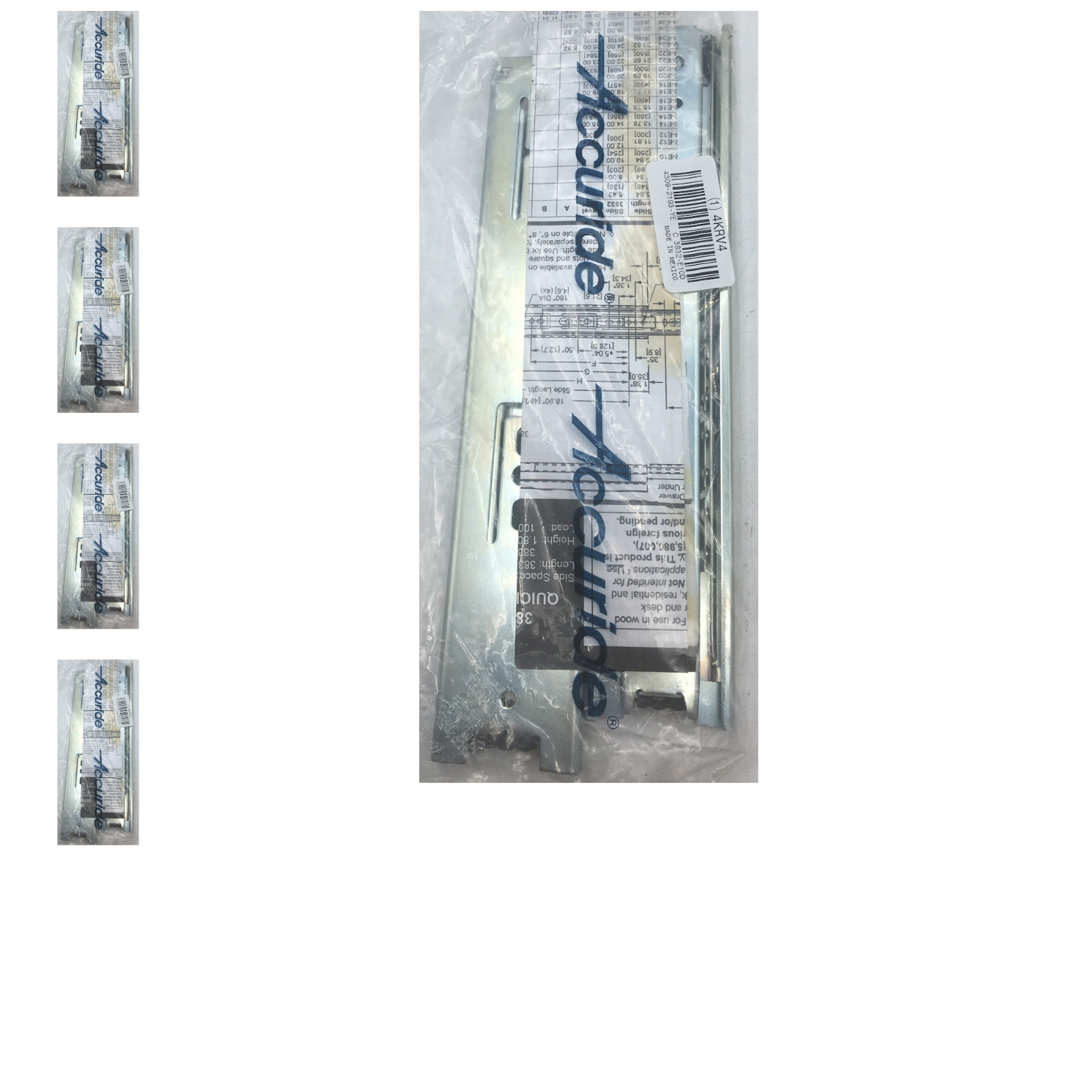 Accuride Lot of 5 Sets Ball Bearing Drawer Slide 4KRV4, C3832-E10D New