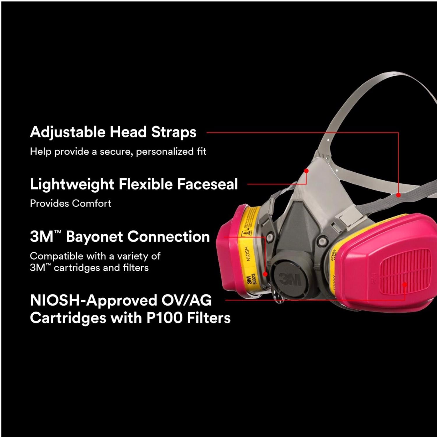 3M P100 Multi-Purpose OV/AG Respirator M 1 pk
