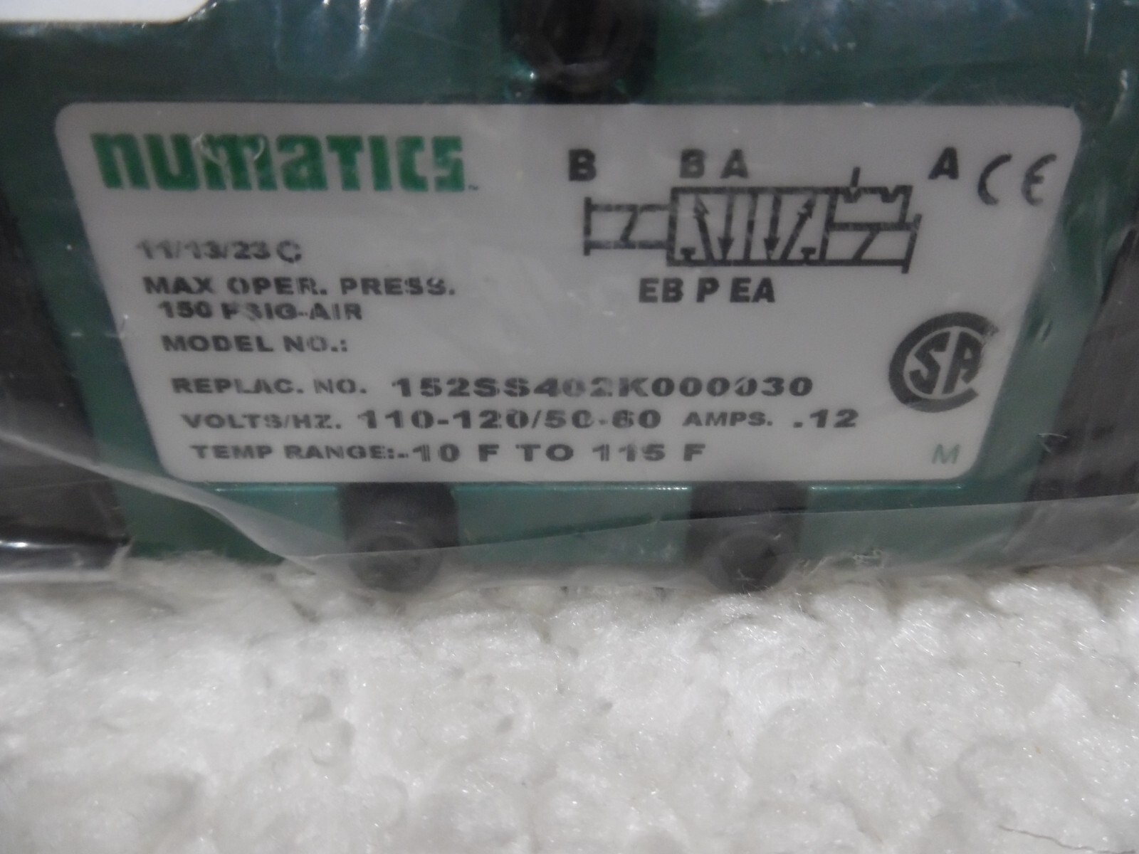 New NUMATICS 152SS402K000030 110-120V .12A 150PSI 4 WAY 2 Position (5/2) Detent