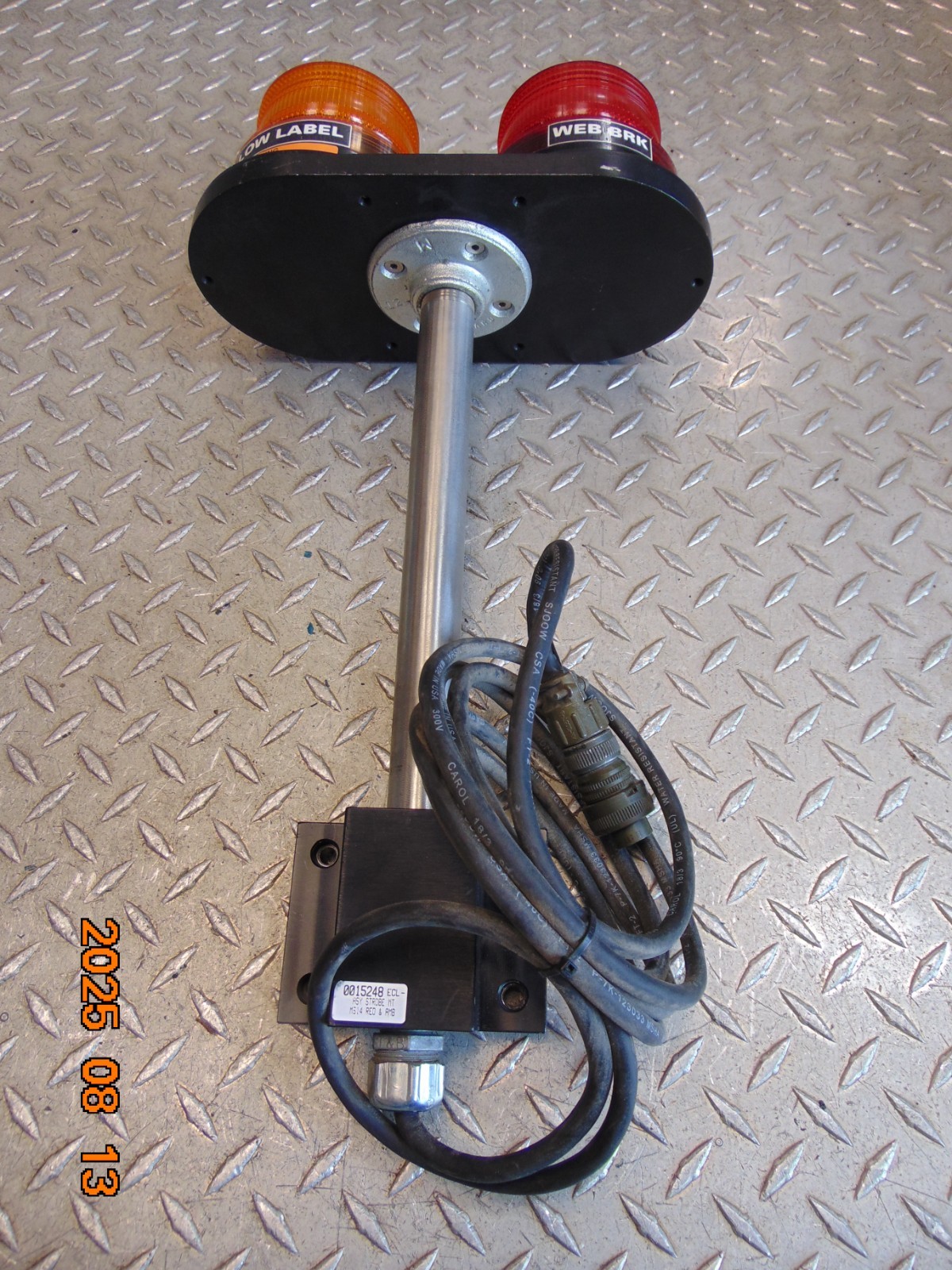 FEDERAL SIGNAL FIREBOLT RED & AMBER STROBE LIGHT BEACON PIPE MOUNT